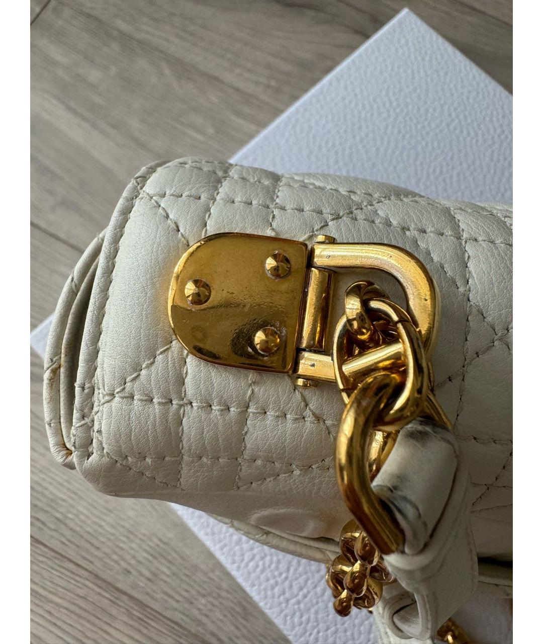 CHRISTIAN DIOR Белая кожаная сумка через плечо, фото 5
