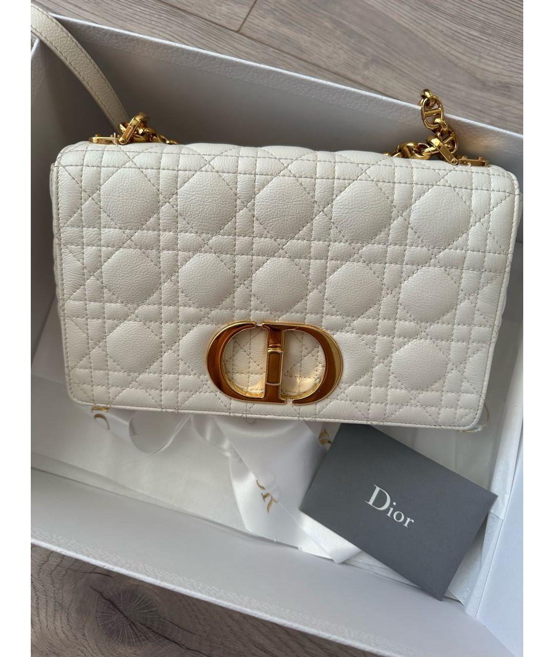 CHRISTIAN DIOR Белая кожаная сумка через плечо, фото 2