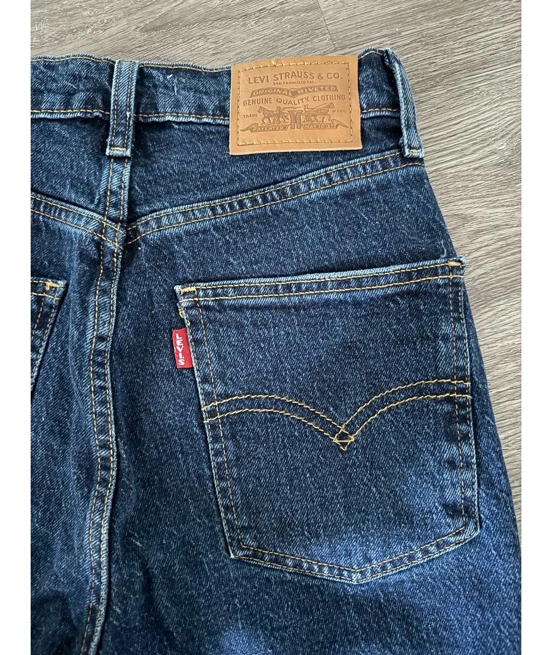 LEVI'S Темно-синие хлопко-эластановые прямые джинсы, фото 4