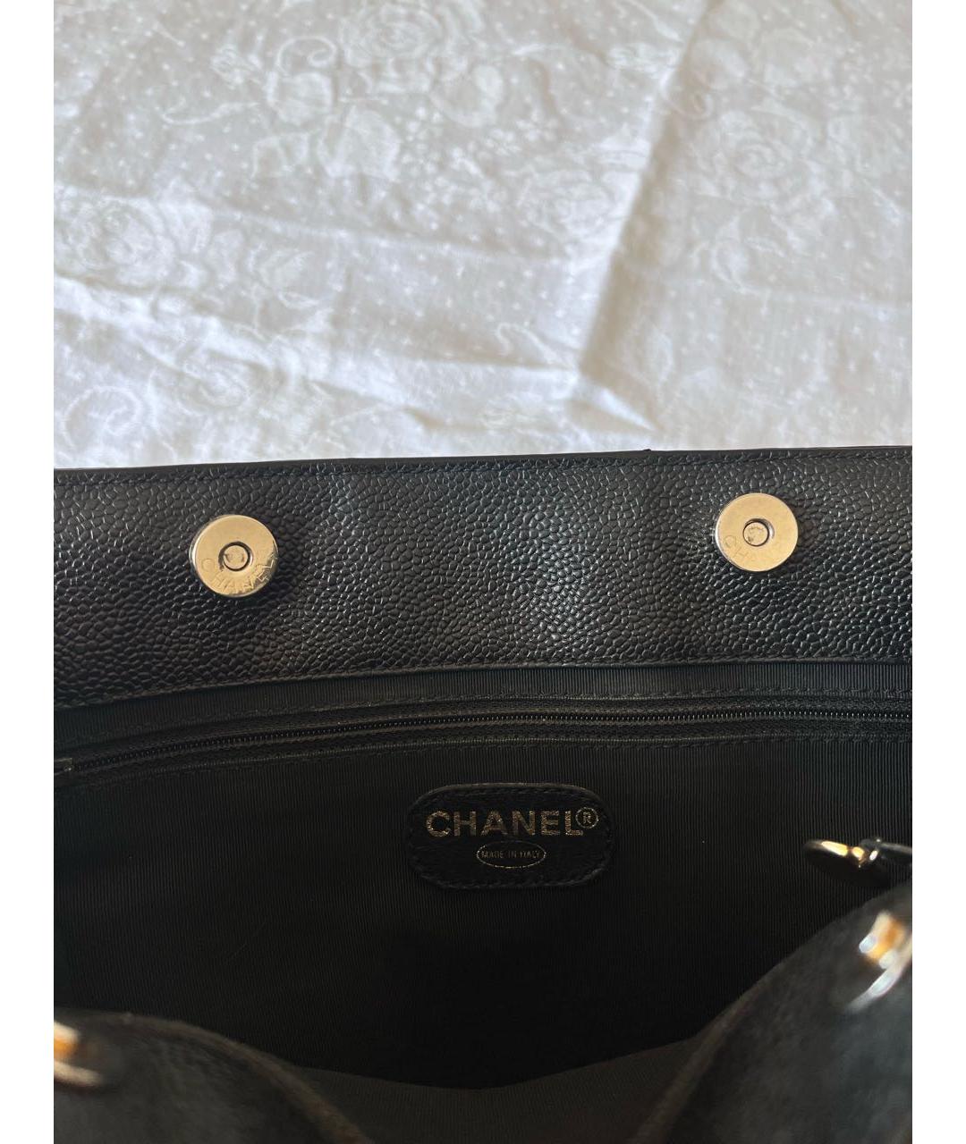 CHANEL PRE-OWNED Черная кожаная сумка с короткими ручками, фото 6