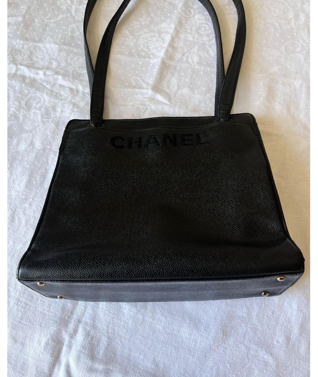 CHANEL PRE-OWNED Черная кожаная сумка с короткими ручками, фото 5