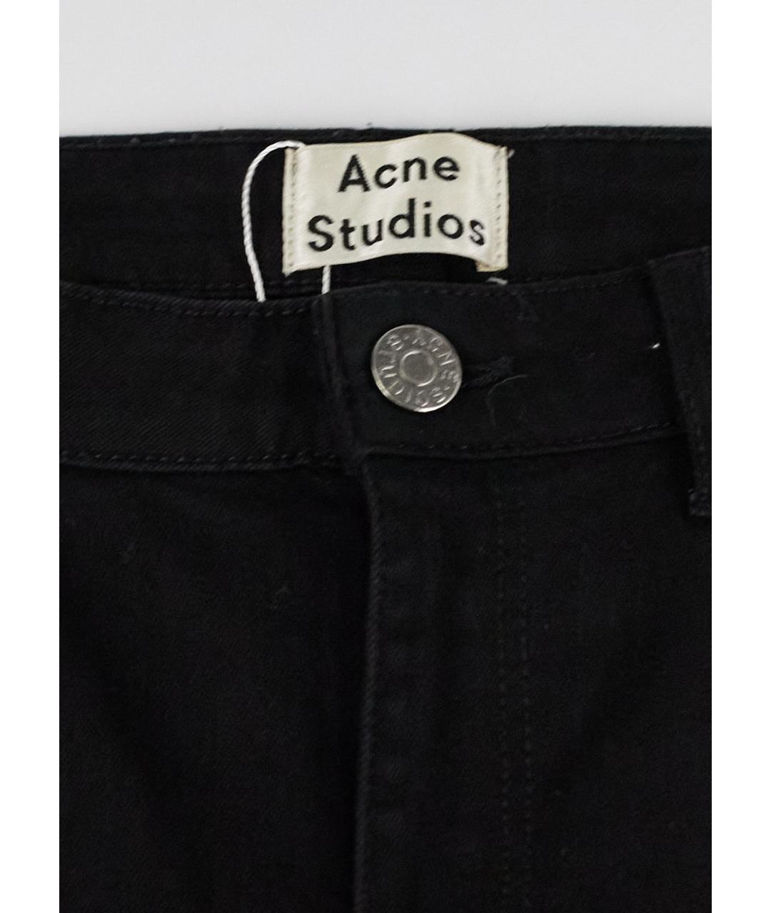 ACNE STUDIOS Черные хлопко-полиэстеровые джинсы скинни, фото 3