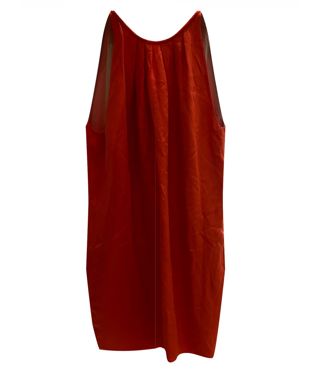 CELINE Коралловое шелковое коктейльное платье, фото 1