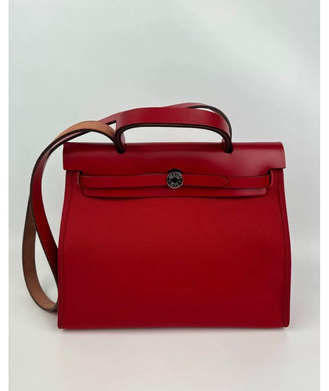 HERMES PRE-OWNED Красная тканевая сумка с короткими ручками, фото 2