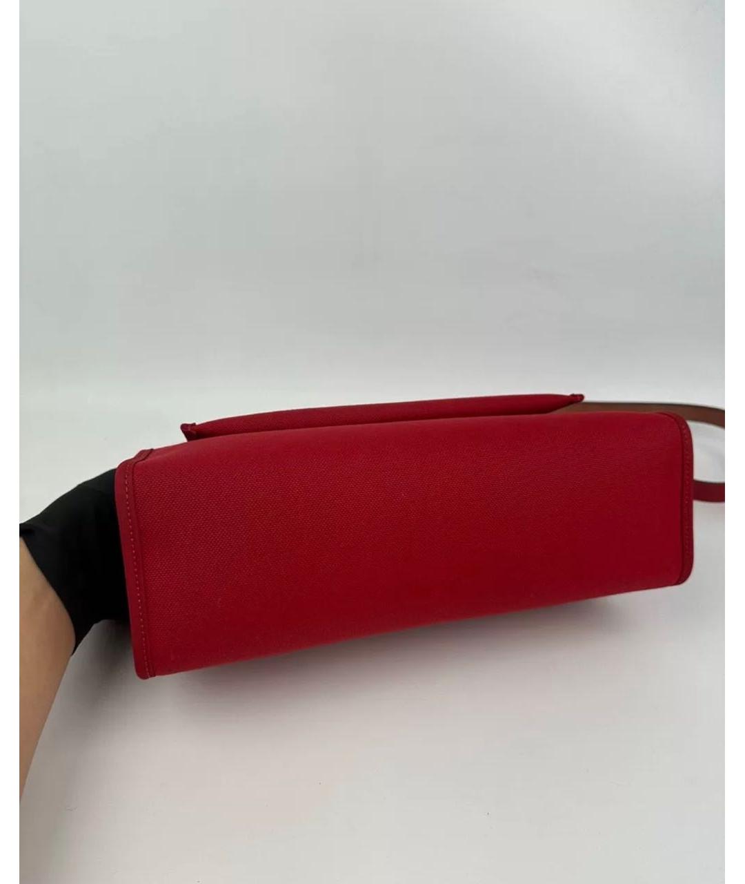 HERMES PRE-OWNED Красная тканевая сумка с короткими ручками, фото 4