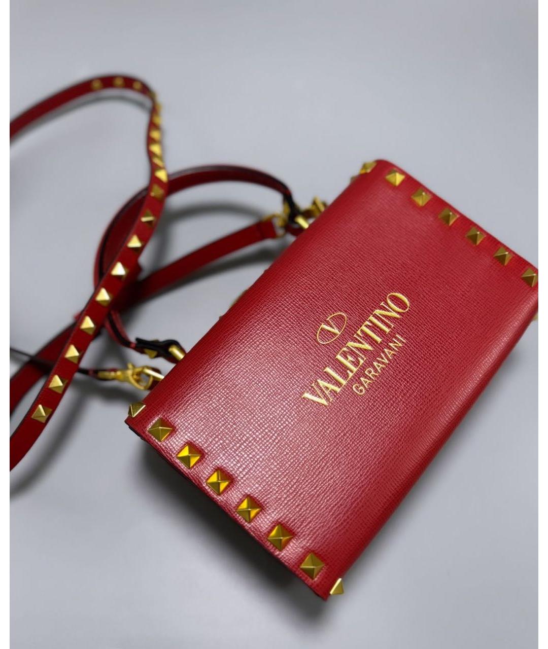 VALENTINO Красная кожаная сумка с короткими ручками, фото 3