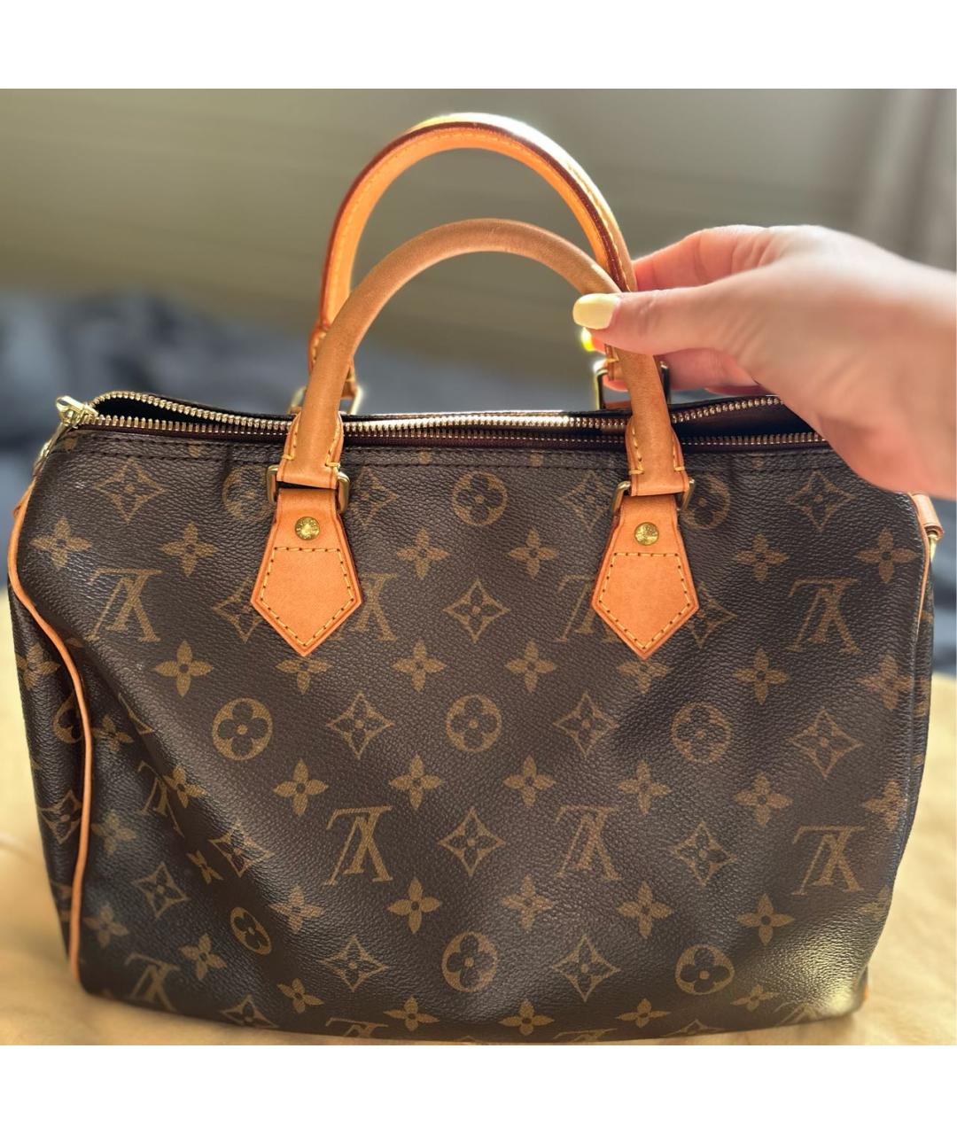 LOUIS VUITTON PRE-OWNED Коричневая кожаная сумка тоут, фото 6