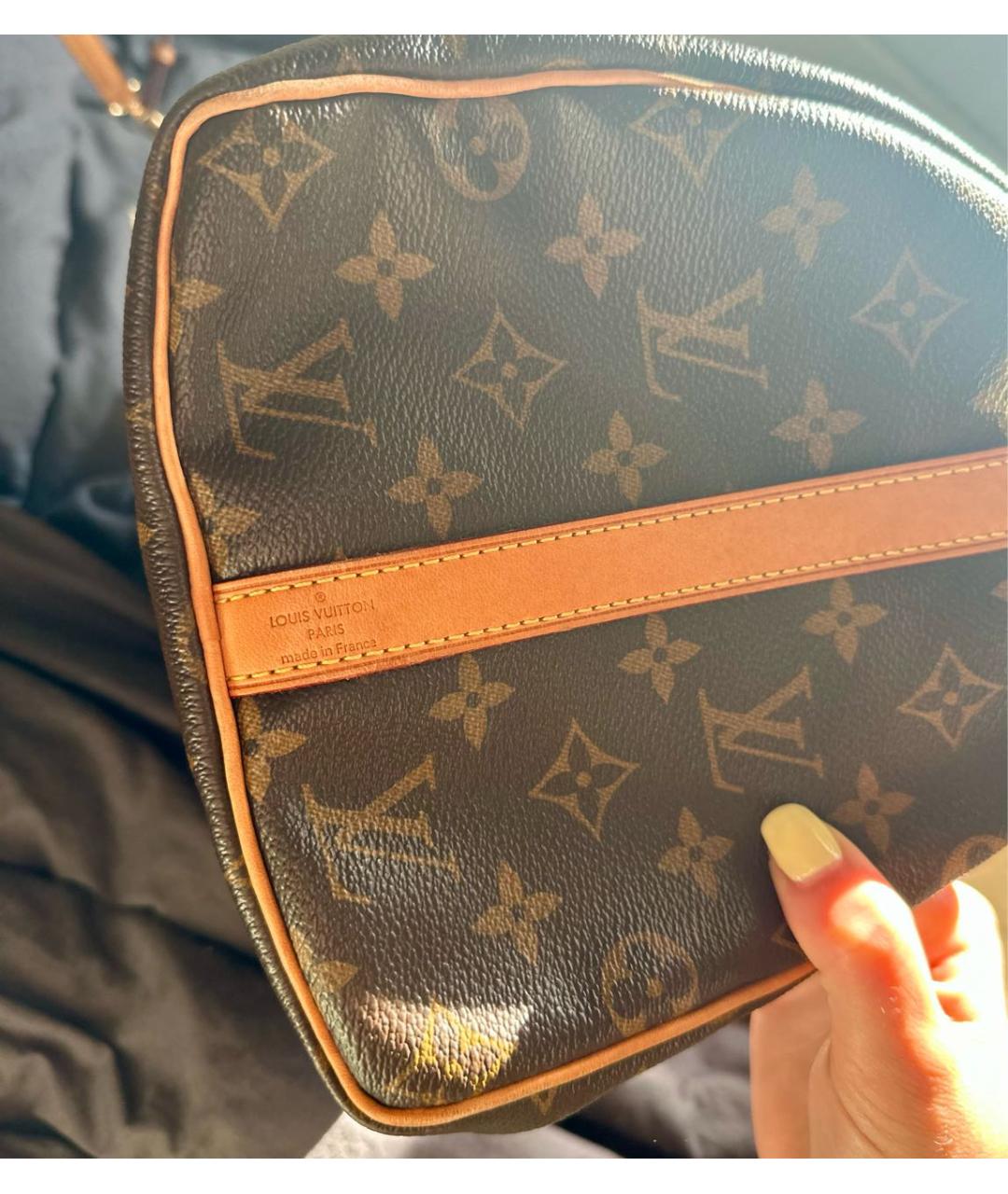 LOUIS VUITTON PRE-OWNED Коричневая кожаная сумка тоут, фото 3