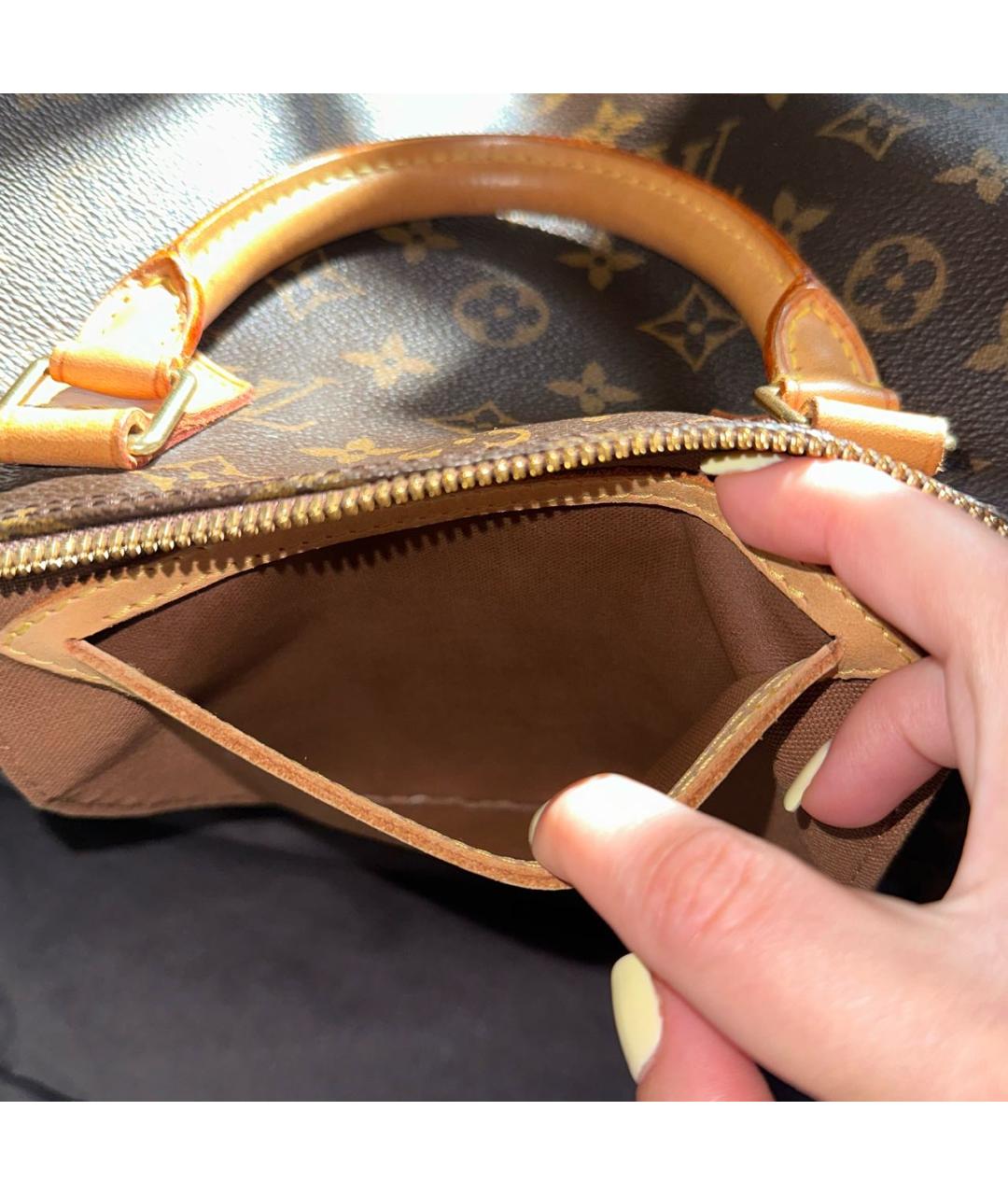 LOUIS VUITTON PRE-OWNED Коричневая кожаная сумка тоут, фото 8