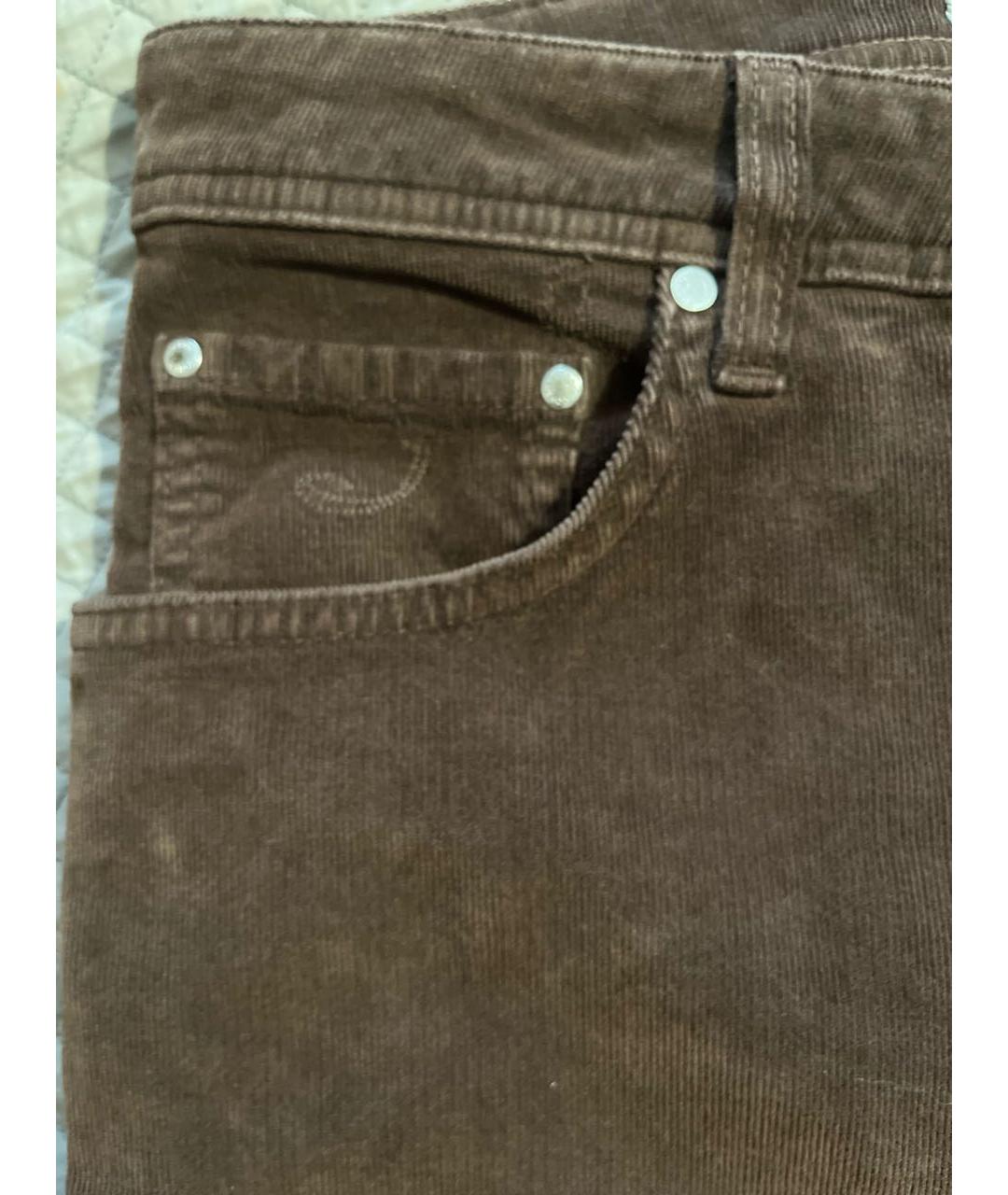 JACOB COHEN Коричневые хлопко-эластановые прямые джинсы, фото 4
