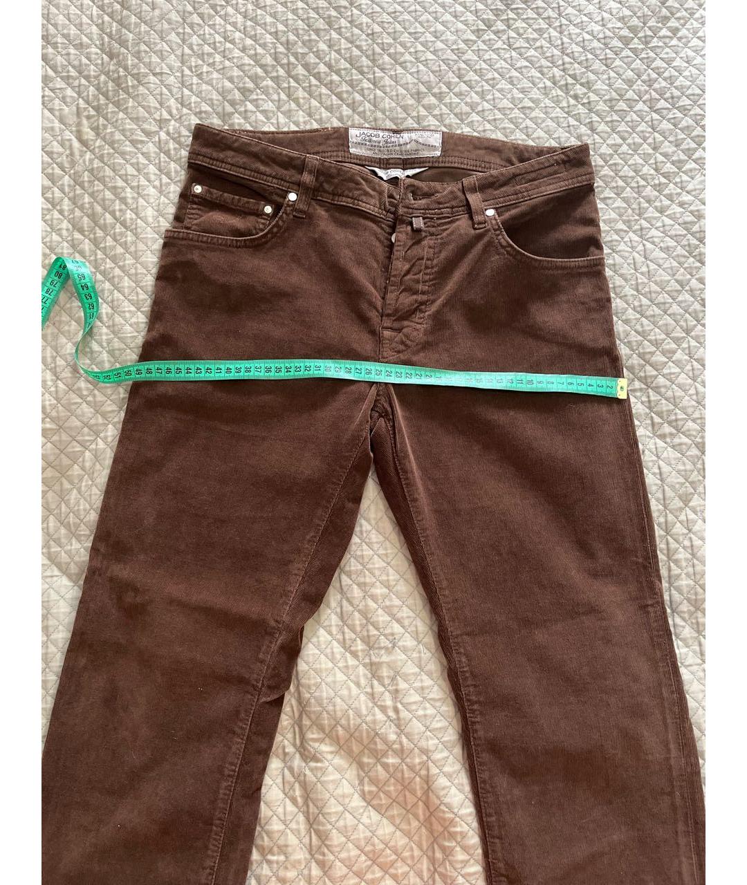 JACOB COHEN Коричневые хлопко-эластановые прямые джинсы, фото 8