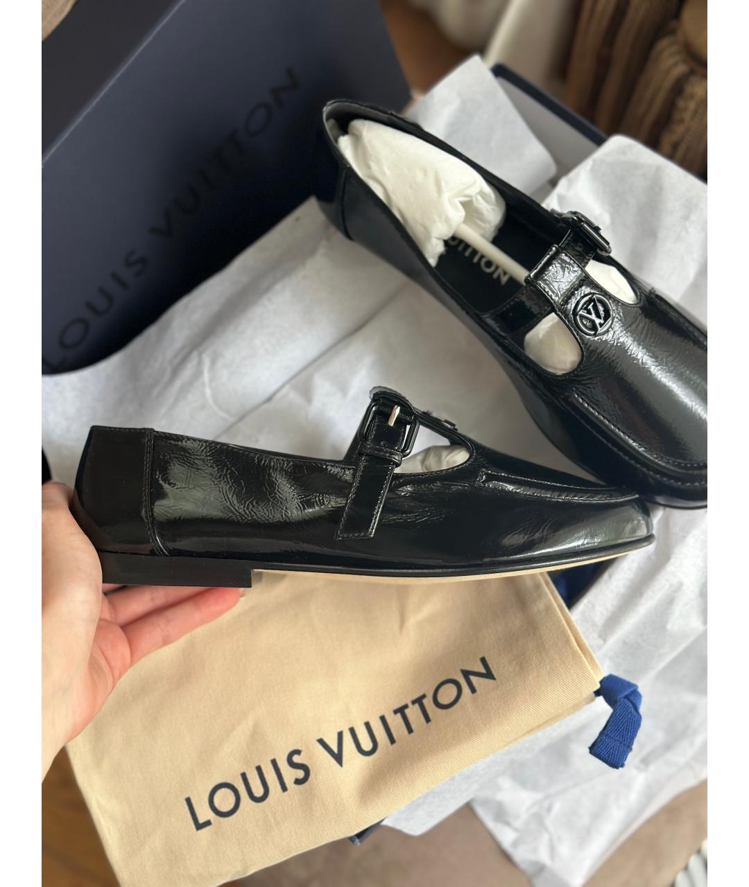 LOUIS VUITTON PRE-OWNED Черные мокасины из лакированной кожи, фото 5