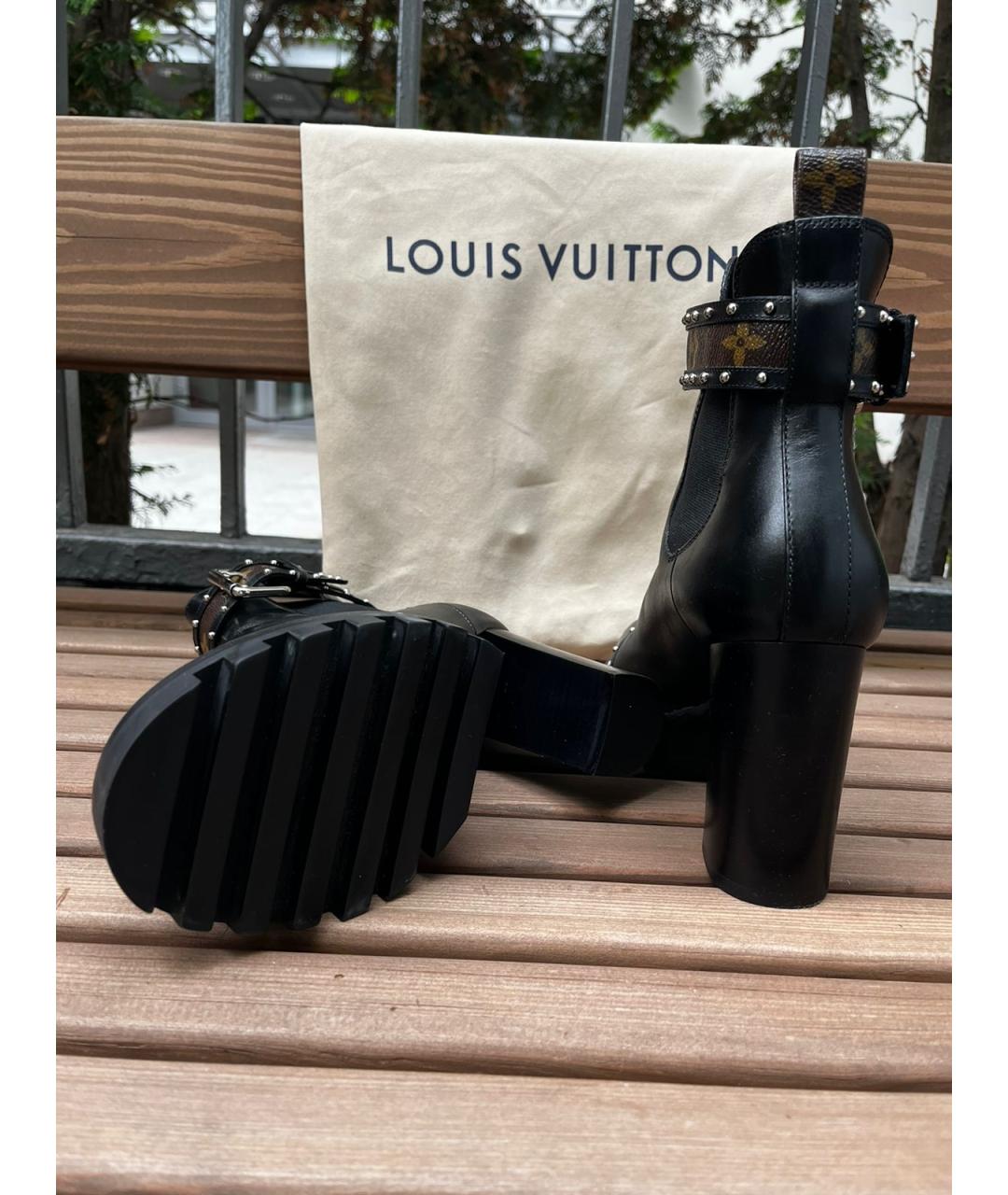 LOUIS VUITTON PRE-OWNED Черные кожаные ботильоны, фото 7