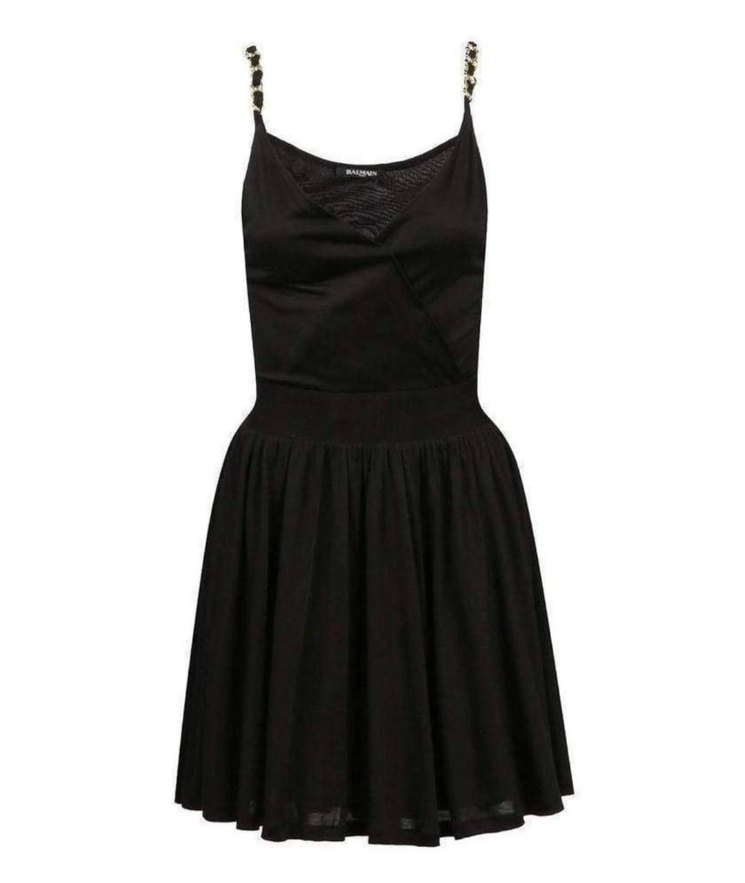 BALMAIN Черное вискозное коктейльное платье, фото 1