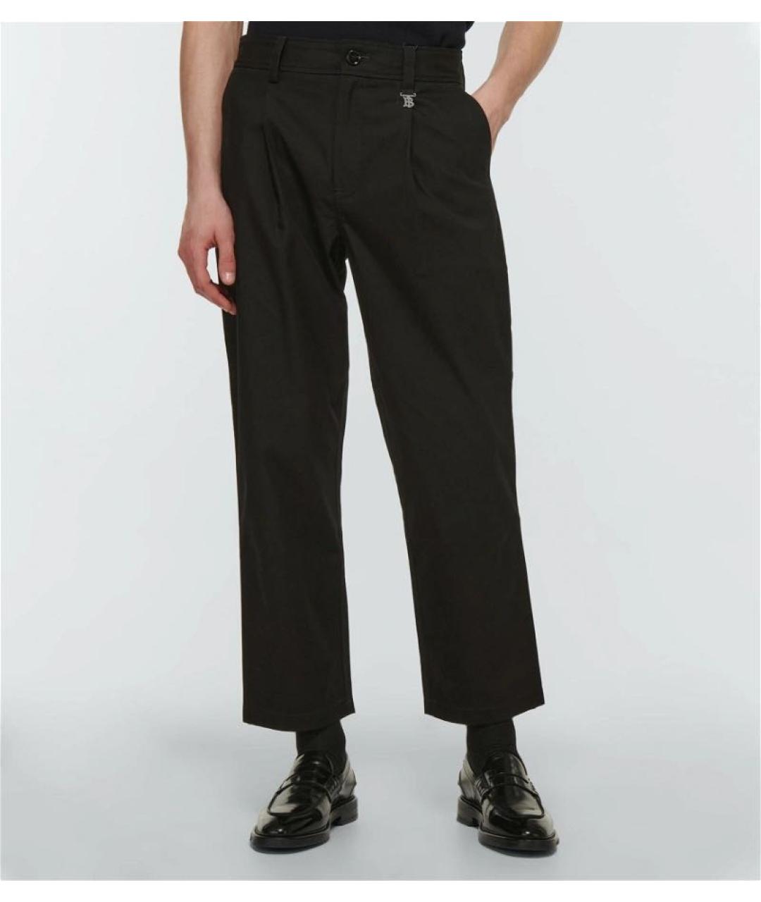 BURBERRY Черные хлопковые повседневные брюки, фото 2
