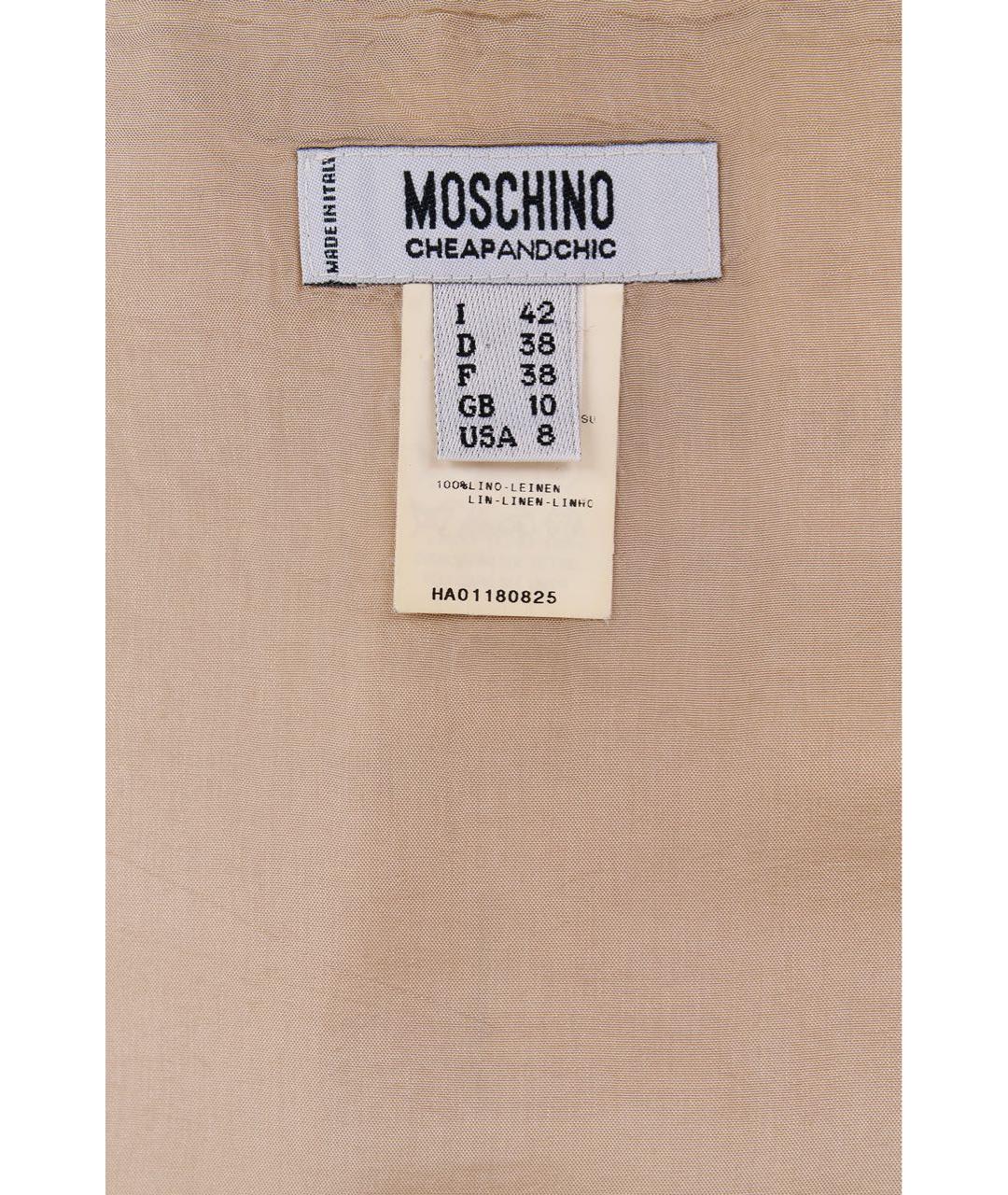 MOSCHINO Бежевая льняная юбка миди, фото 3