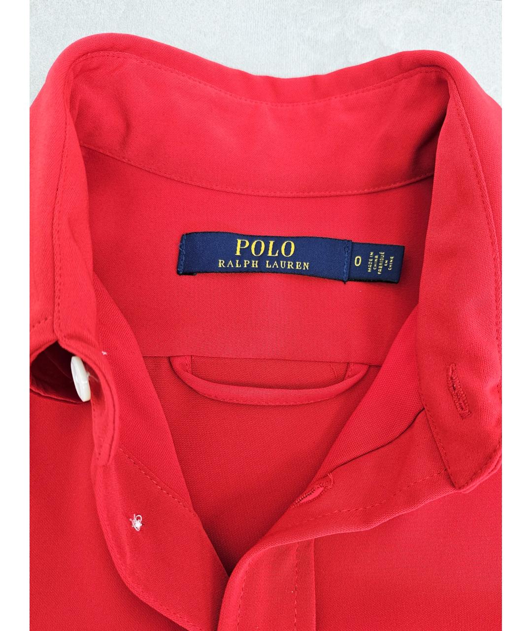 POLO RALPH LAUREN Красное полиэстеровое повседневное платье, фото 5