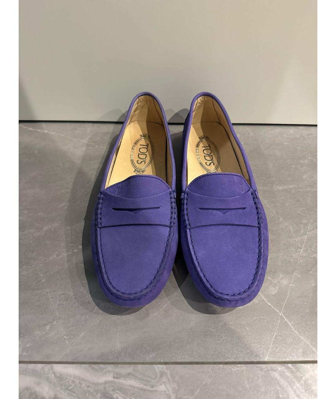 TOD'S Фиолетовые замшевые мокасины, фото 2