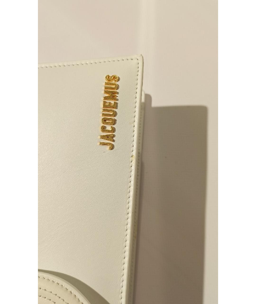 JACQUEMUS Белая кожаная сумка с короткими ручками, фото 7