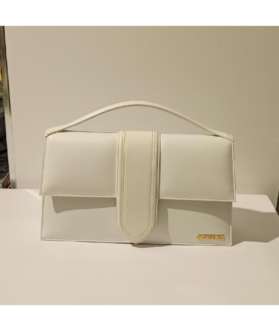 JACQUEMUS Белая кожаная сумка с короткими ручками, фото 10