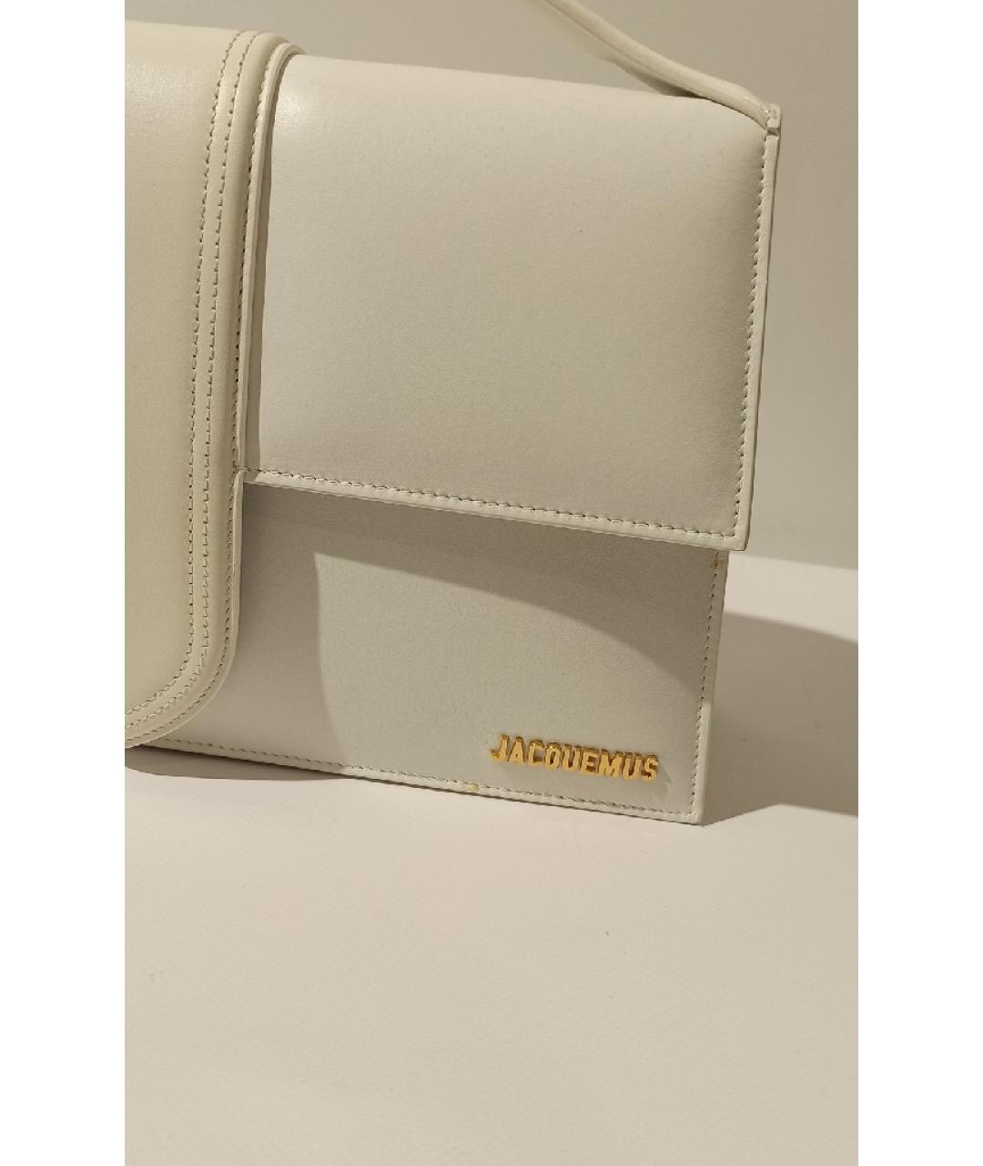 JACQUEMUS Белая кожаная сумка с короткими ручками, фото 4