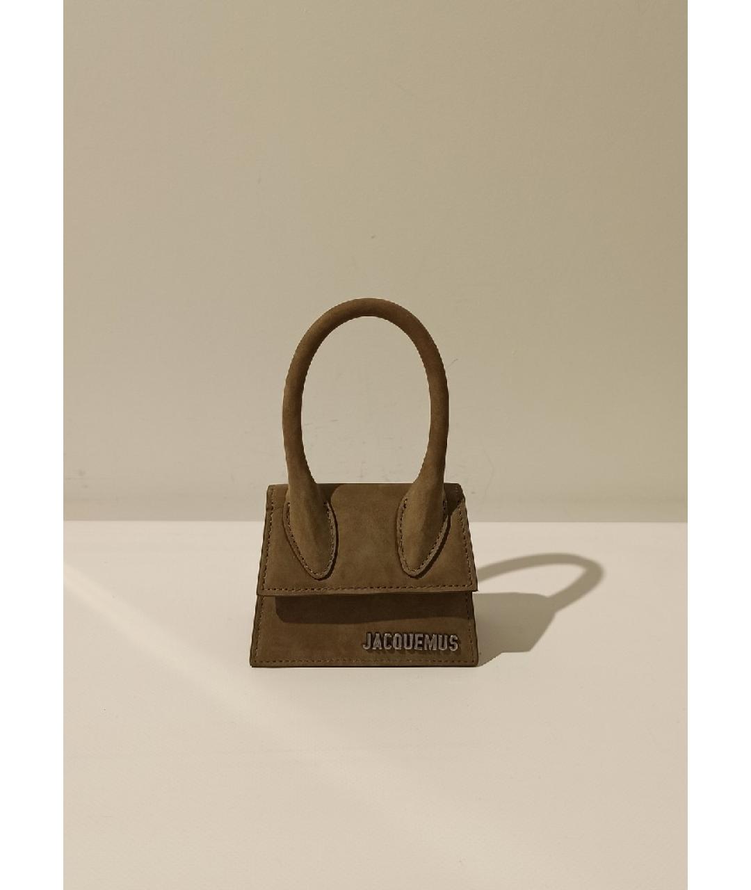 JACQUEMUS Хаки замшевая сумка через плечо, фото 10