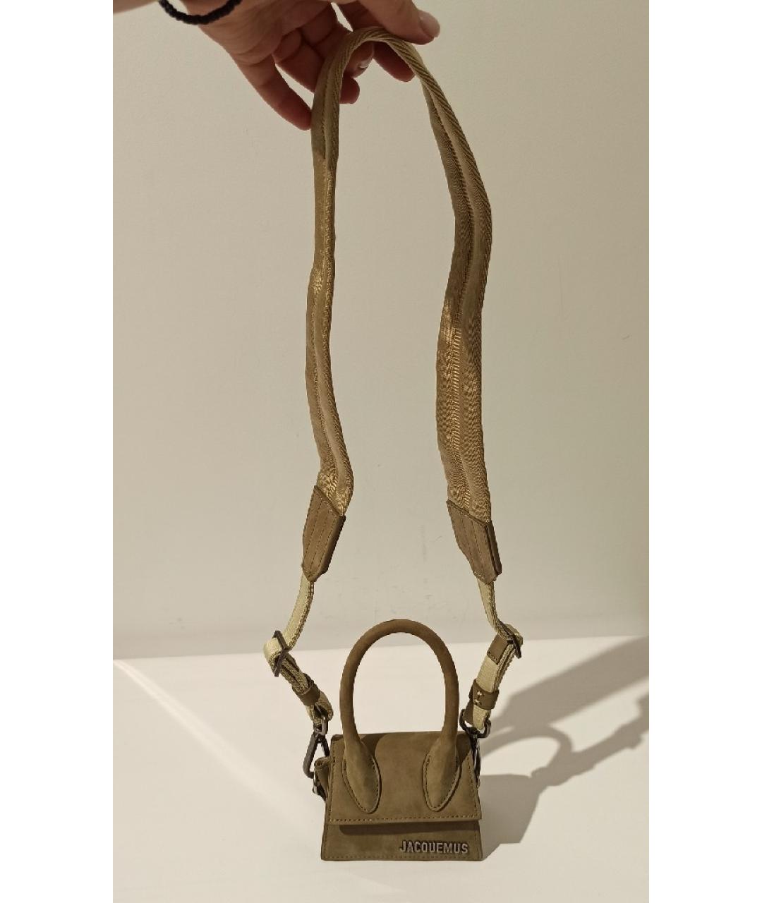 JACQUEMUS Хаки замшевая сумка через плечо, фото 8