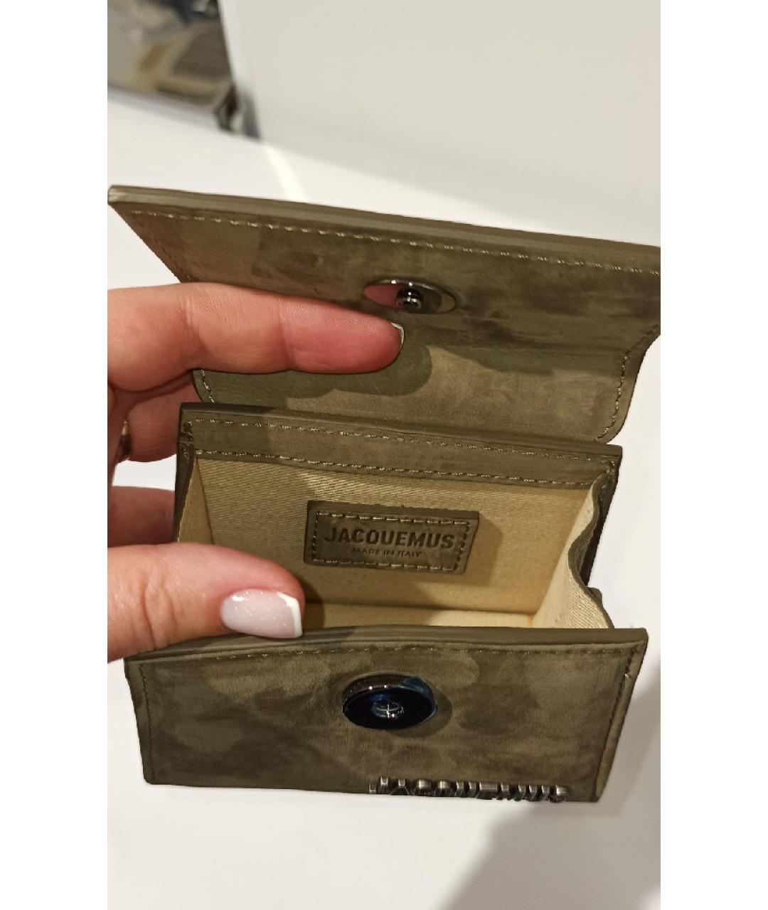 JACQUEMUS Хаки замшевая сумка через плечо, фото 7