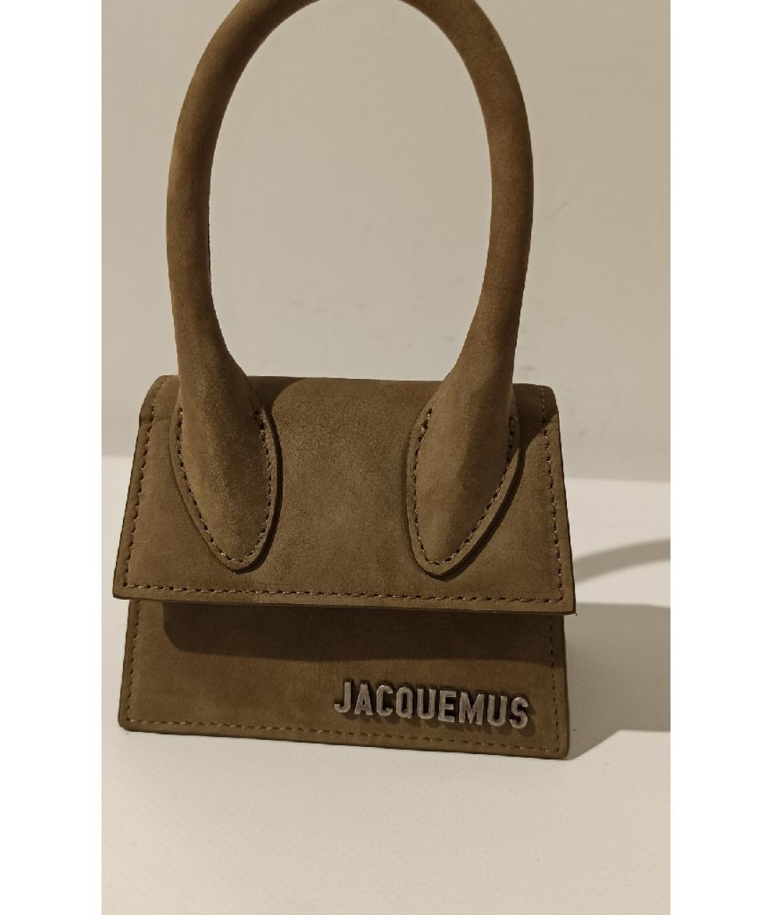 JACQUEMUS Хаки замшевая сумка через плечо, фото 4