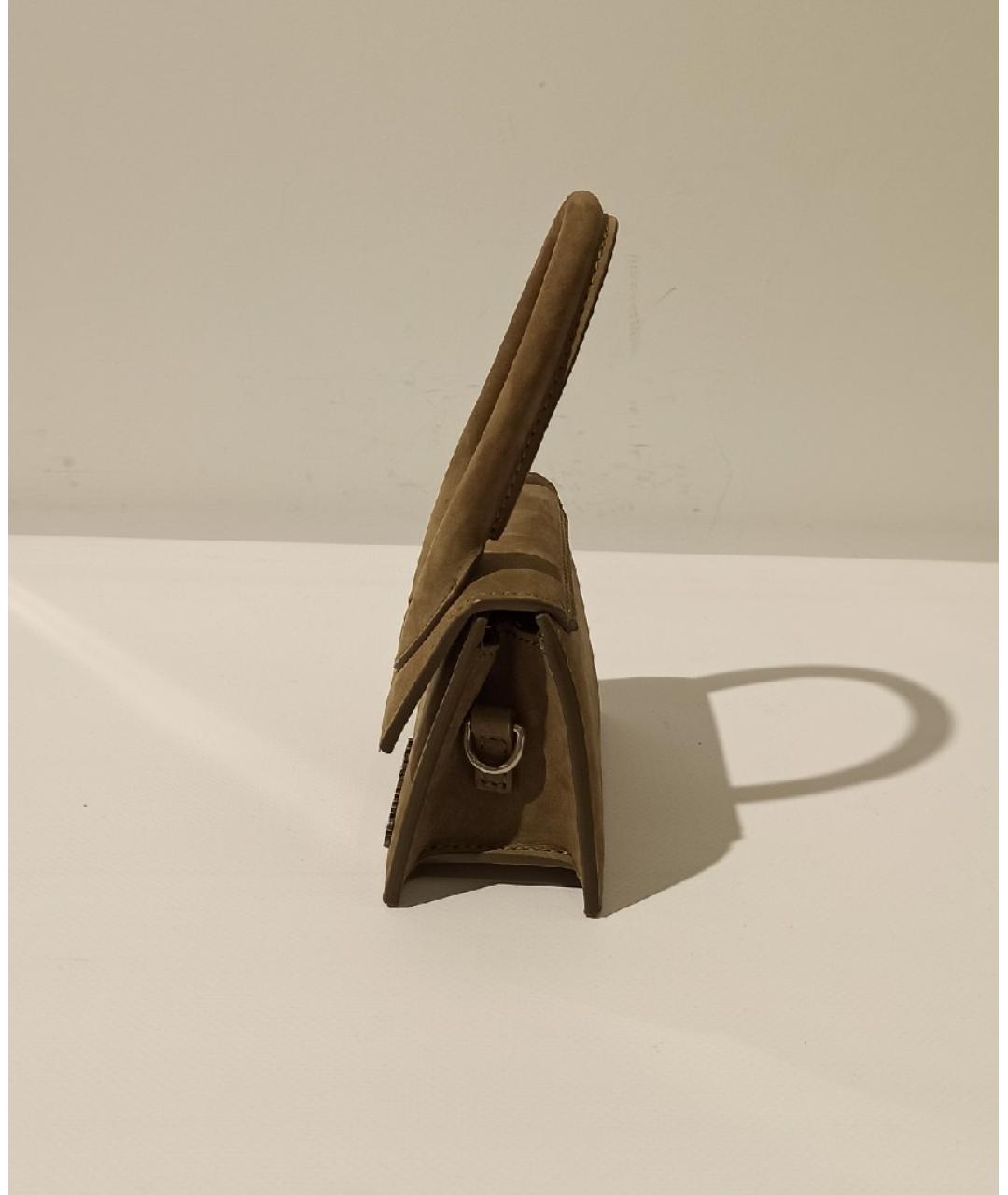 JACQUEMUS Хаки замшевая сумка через плечо, фото 2