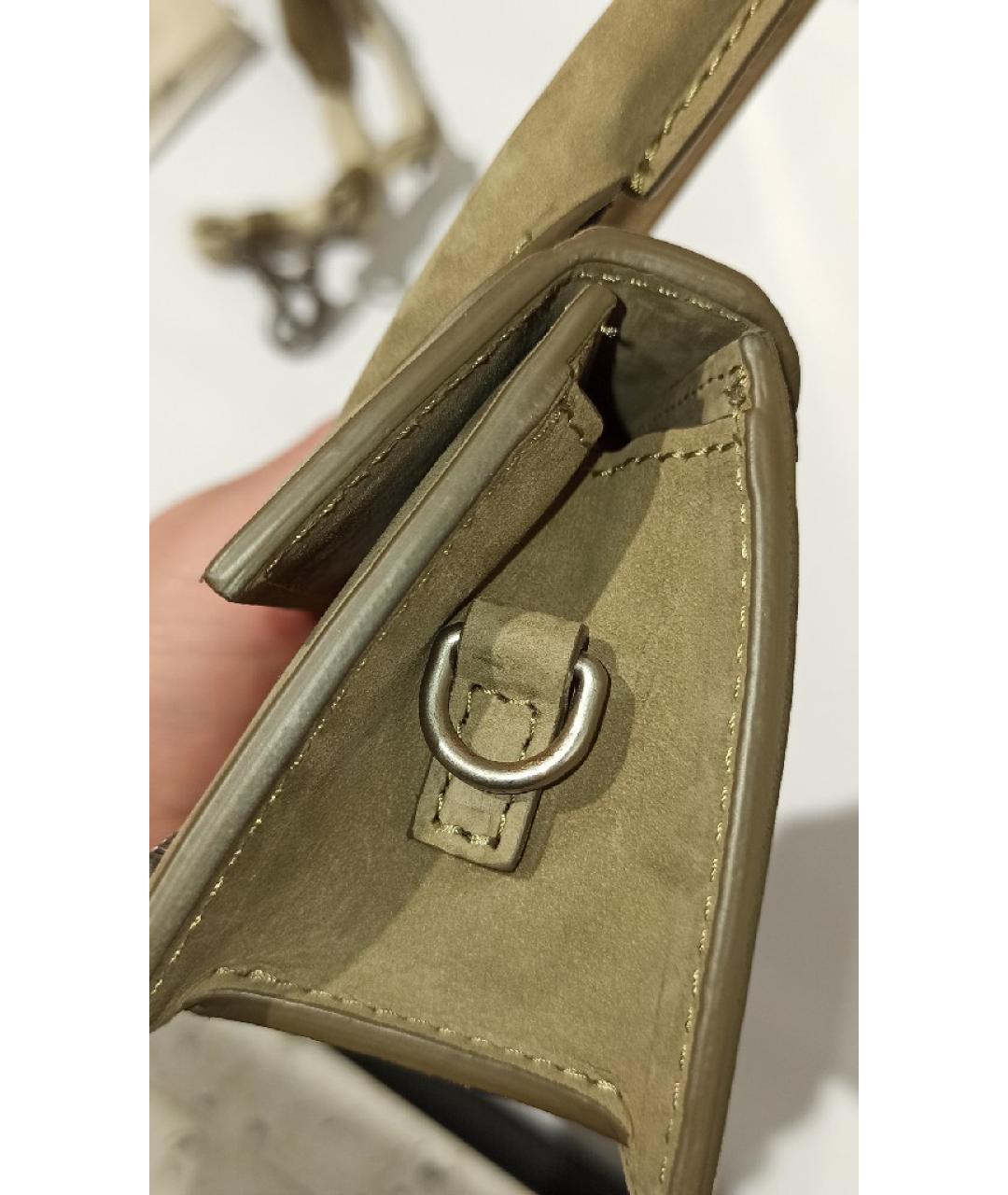 JACQUEMUS Хаки замшевая сумка через плечо, фото 5