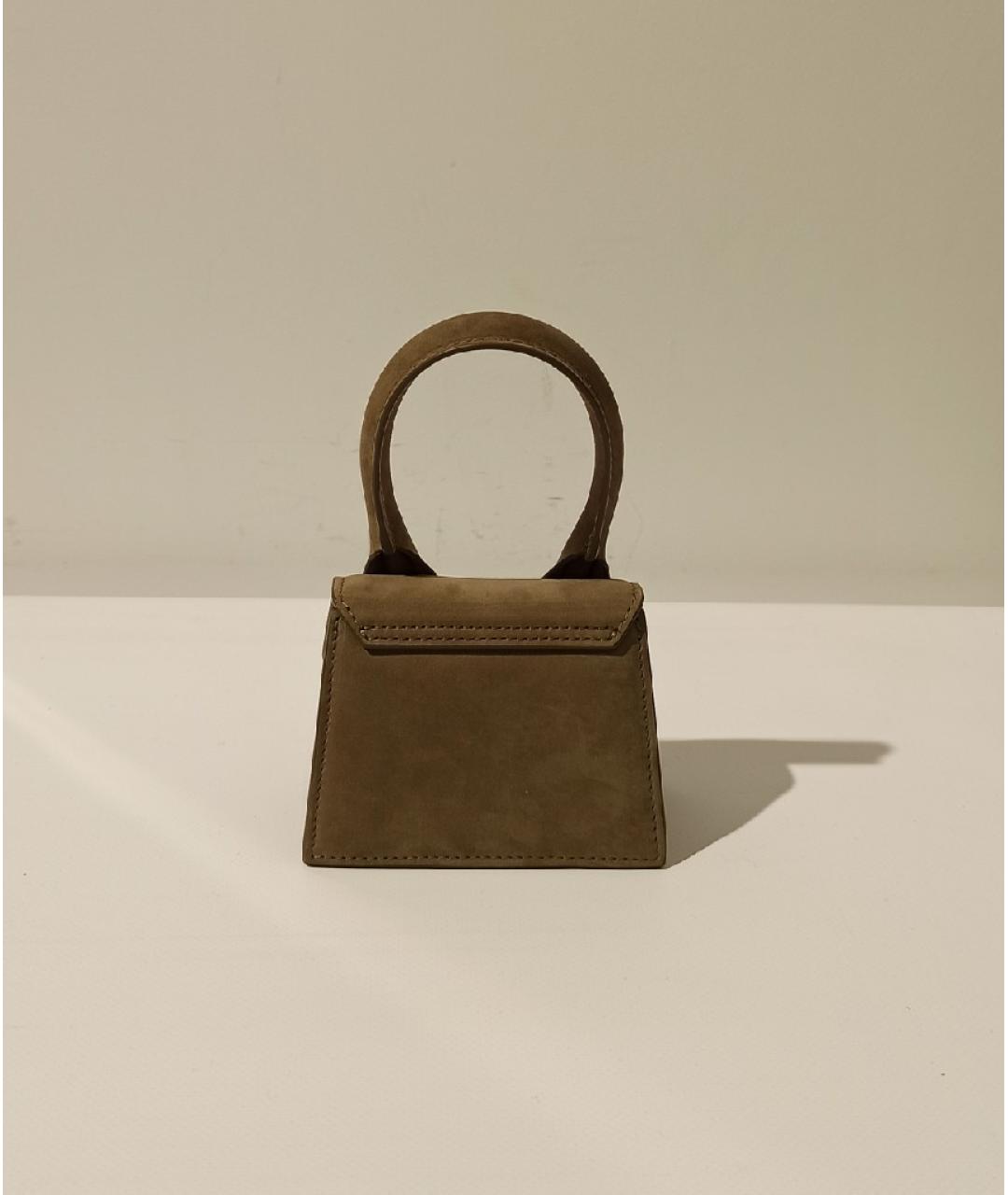 JACQUEMUS Хаки замшевая сумка через плечо, фото 3