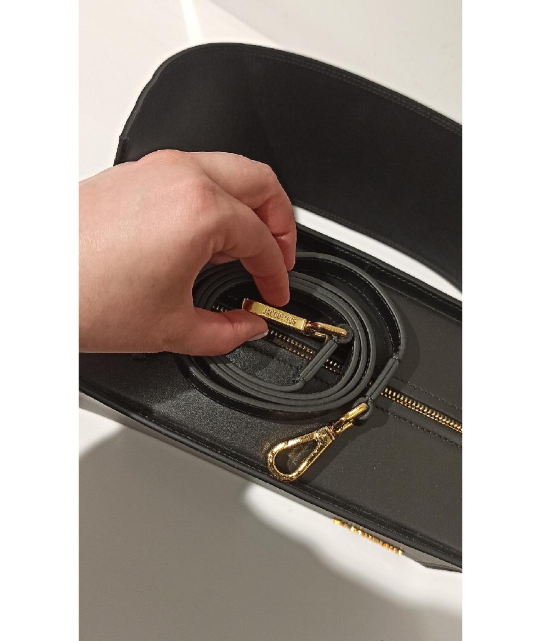 JACQUEMUS Черная кожаная сумка с короткими ручками, фото 7