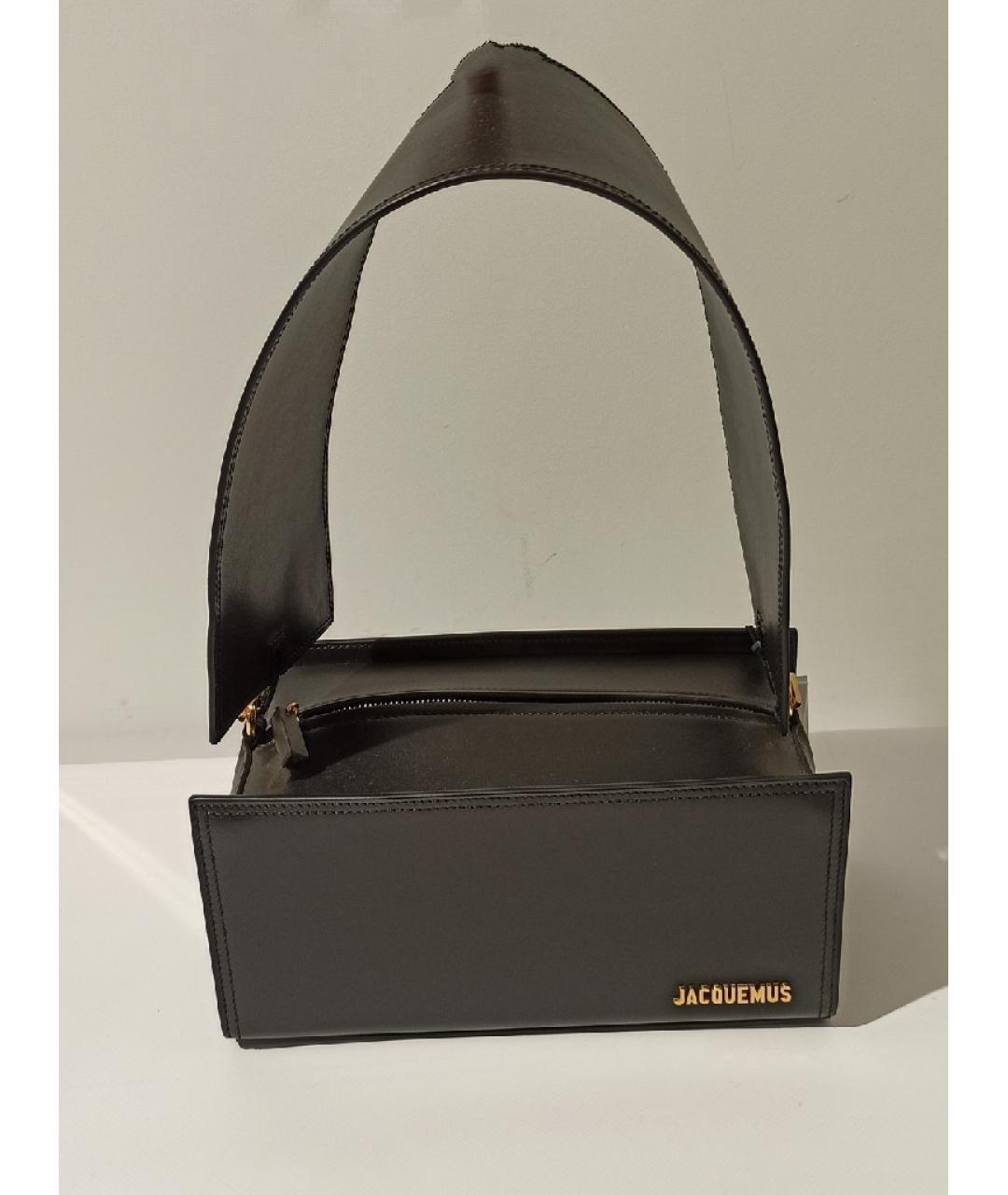 JACQUEMUS Черная кожаная сумка с короткими ручками, фото 10