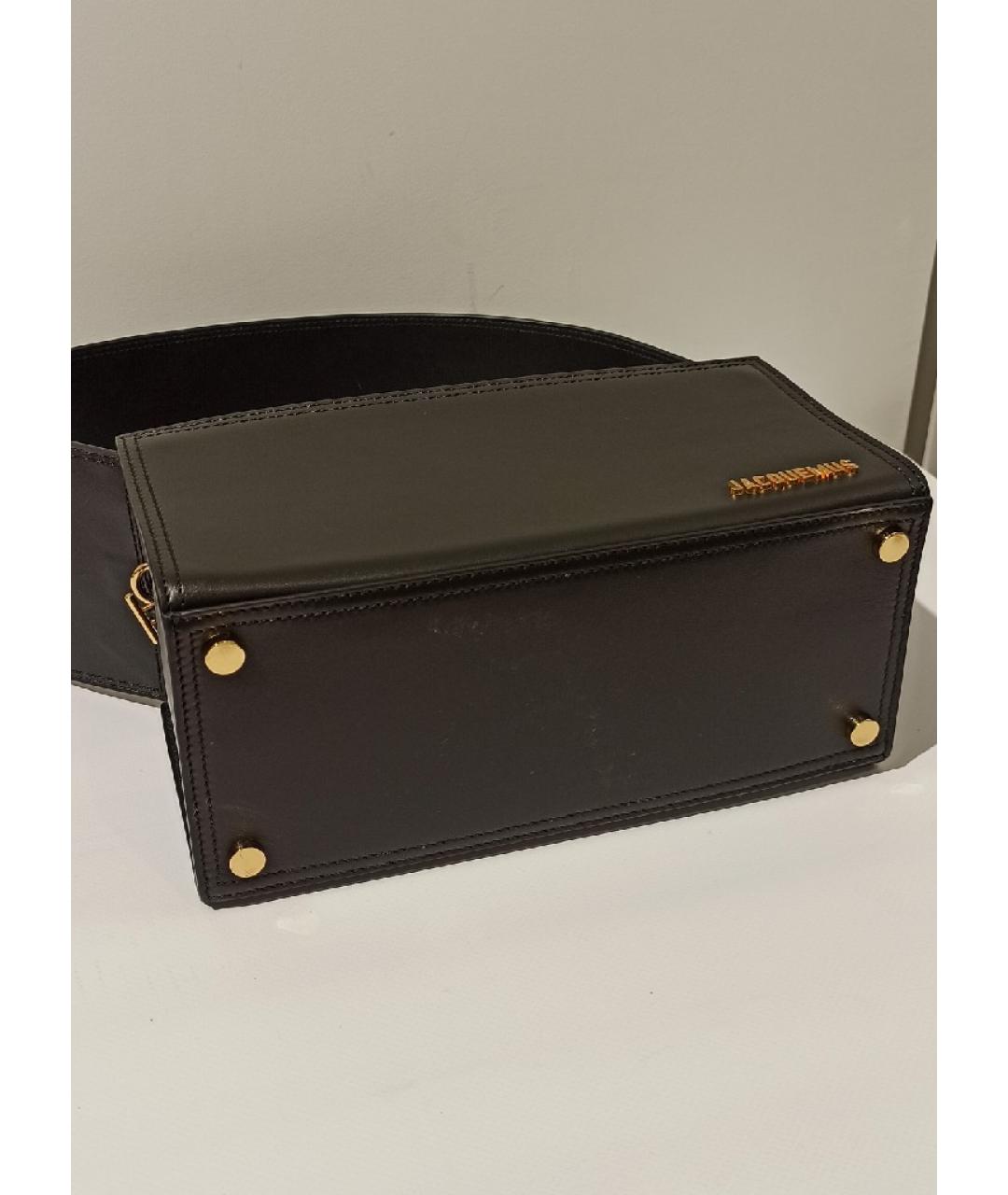 JACQUEMUS Черная кожаная сумка с короткими ручками, фото 8