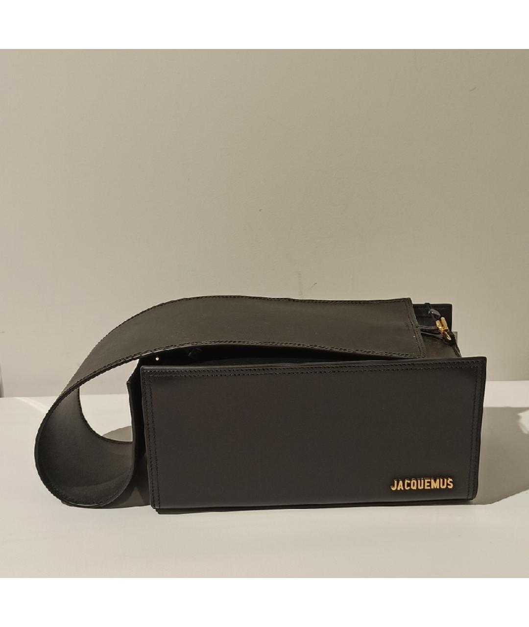 JACQUEMUS Черная кожаная сумка с короткими ручками, фото 2