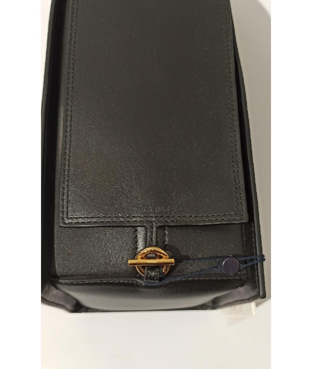 JACQUEMUS Черная кожаная сумка с короткими ручками, фото 6