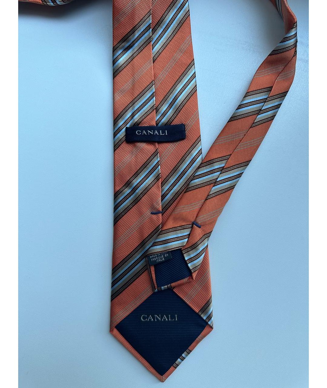 CANALI Оранжевый шелковый галстук, фото 3