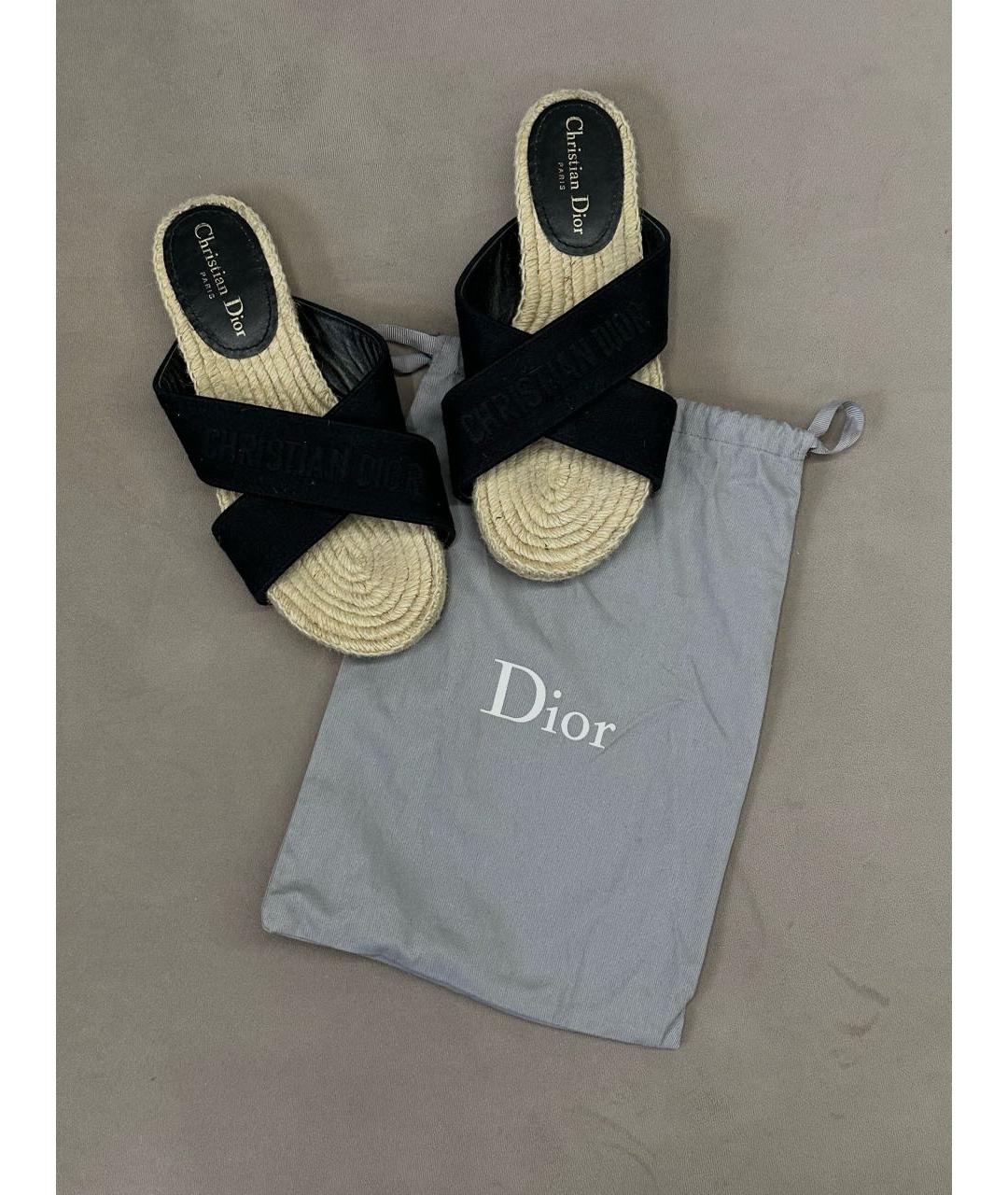 CHRISTIAN DIOR Черные замшевые шлепанцы, фото 4