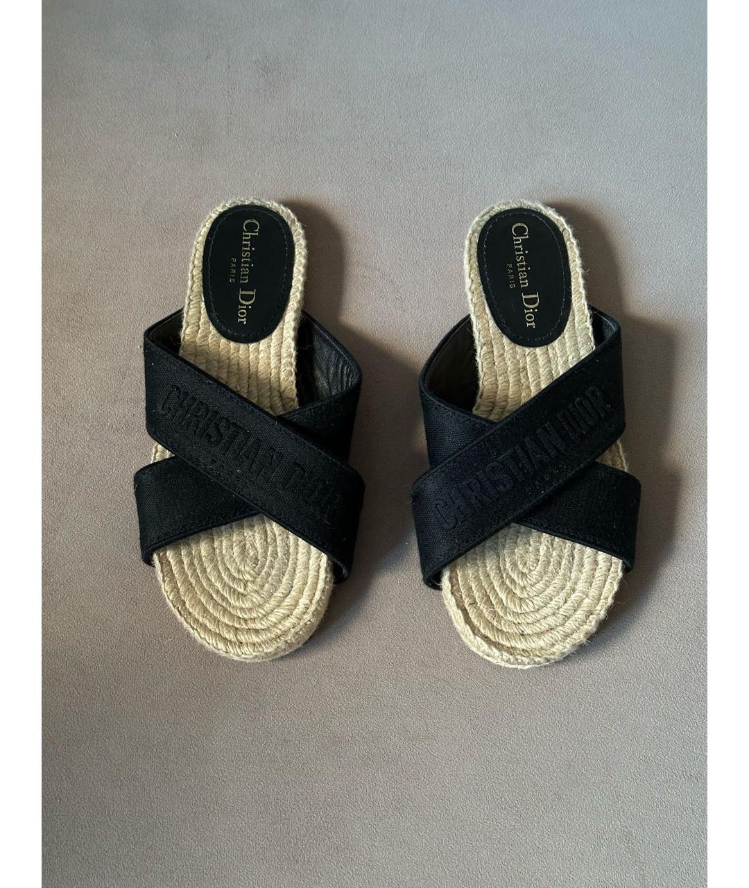 CHRISTIAN DIOR Черные замшевые шлепанцы, фото 2