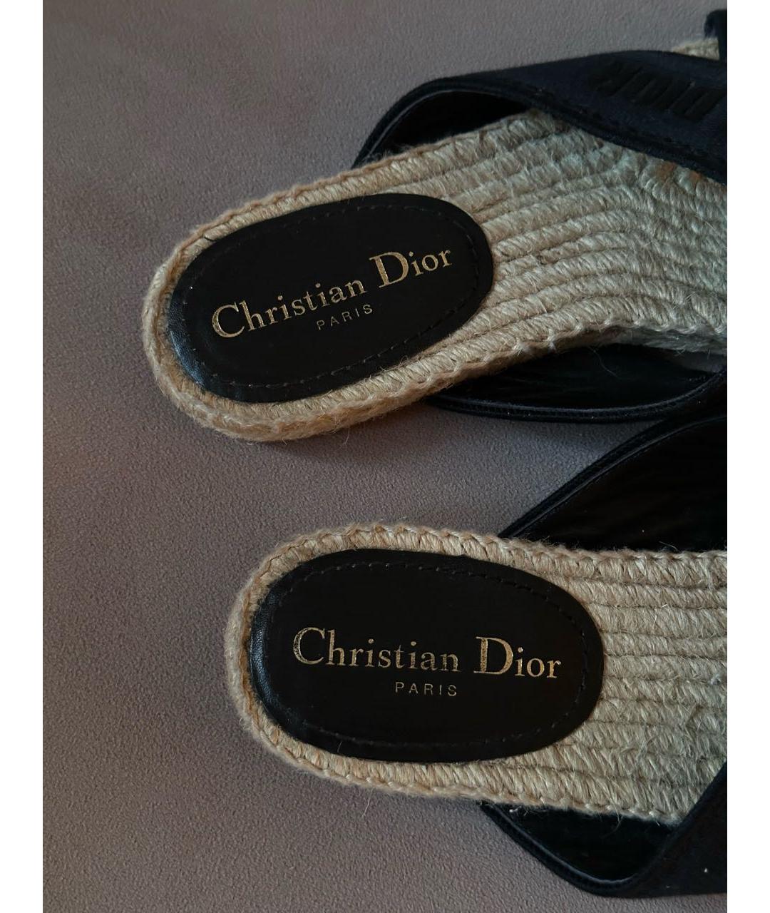 CHRISTIAN DIOR Черные замшевые шлепанцы, фото 3