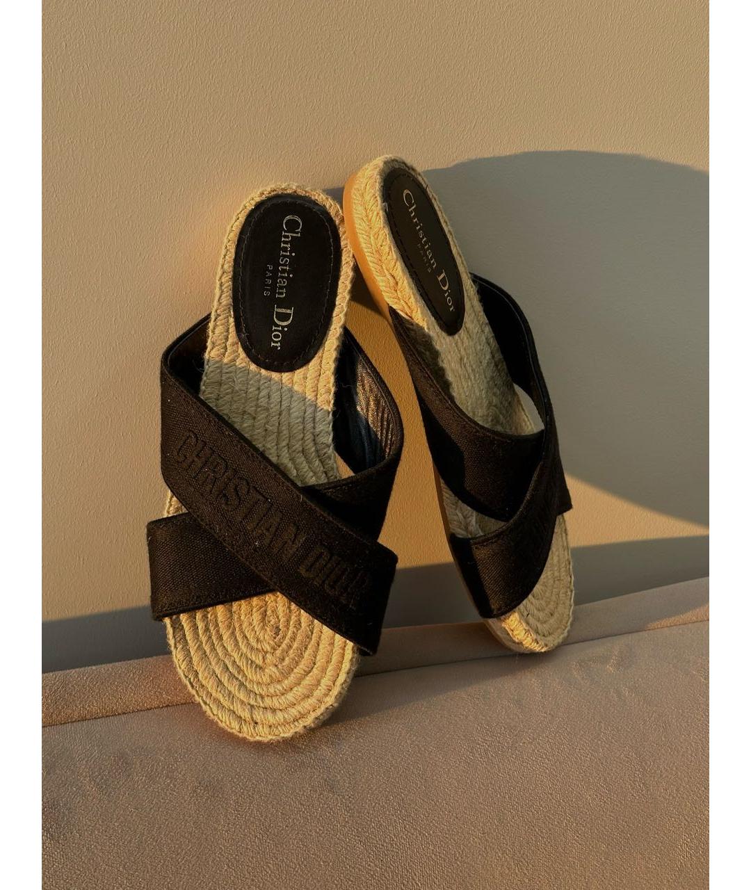 CHRISTIAN DIOR Черные замшевые шлепанцы, фото 6