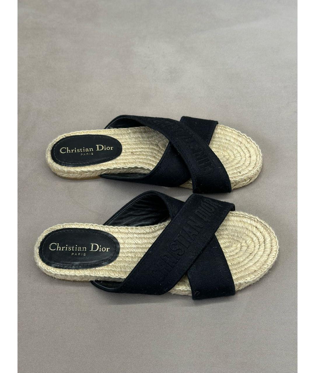 CHRISTIAN DIOR Черные замшевые шлепанцы, фото 7
