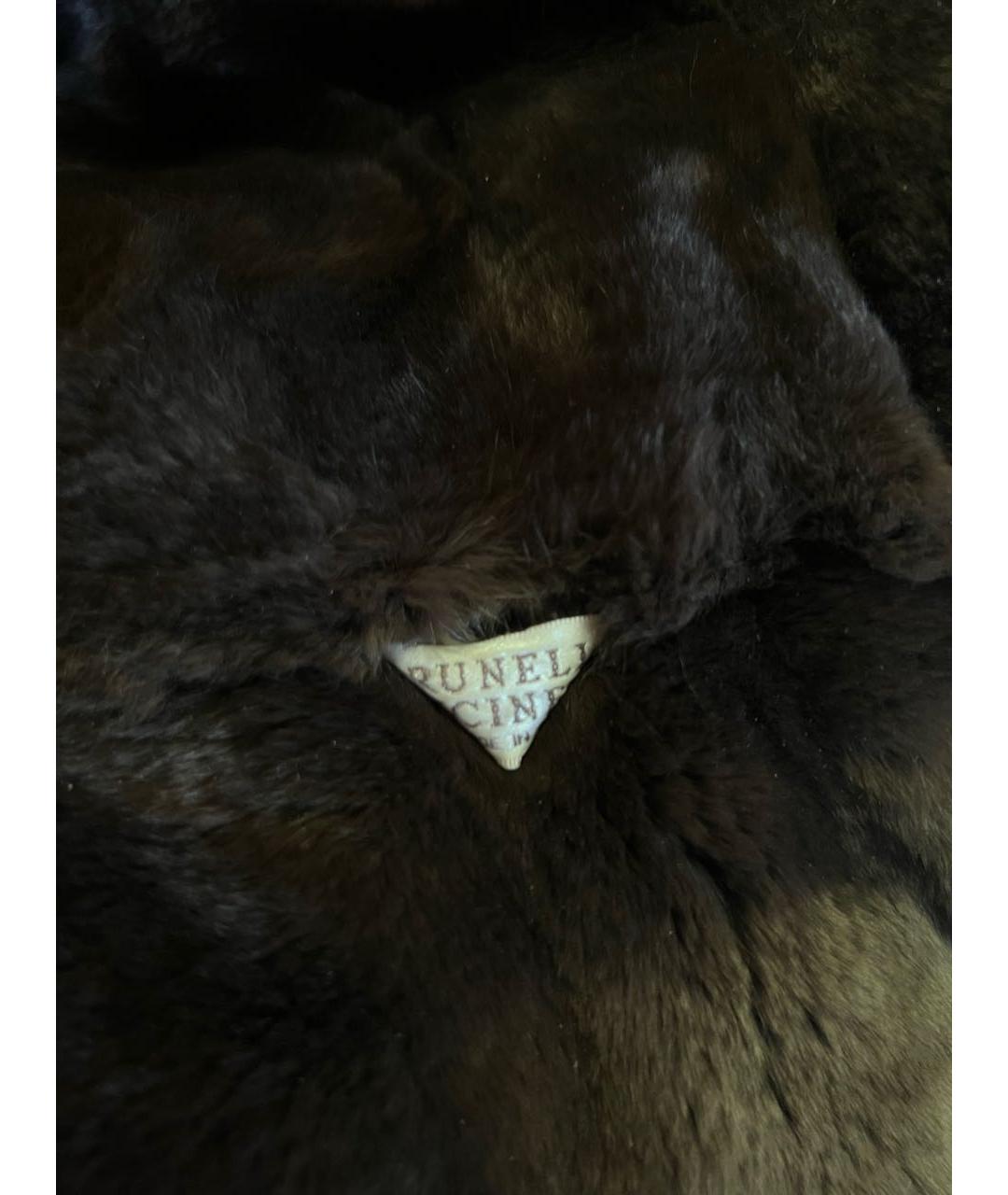 BRUNELLO CUCINELLI Черная кожаная дубленка/шуба, фото 6