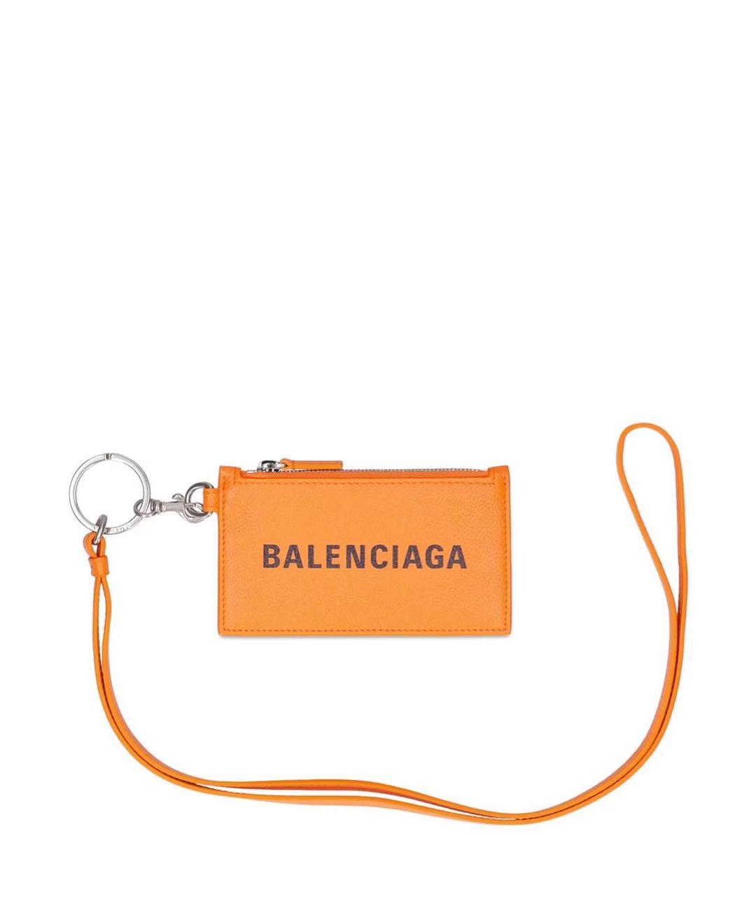 BALENCIAGA Оранжевый кожаный кардхолдер, фото 1