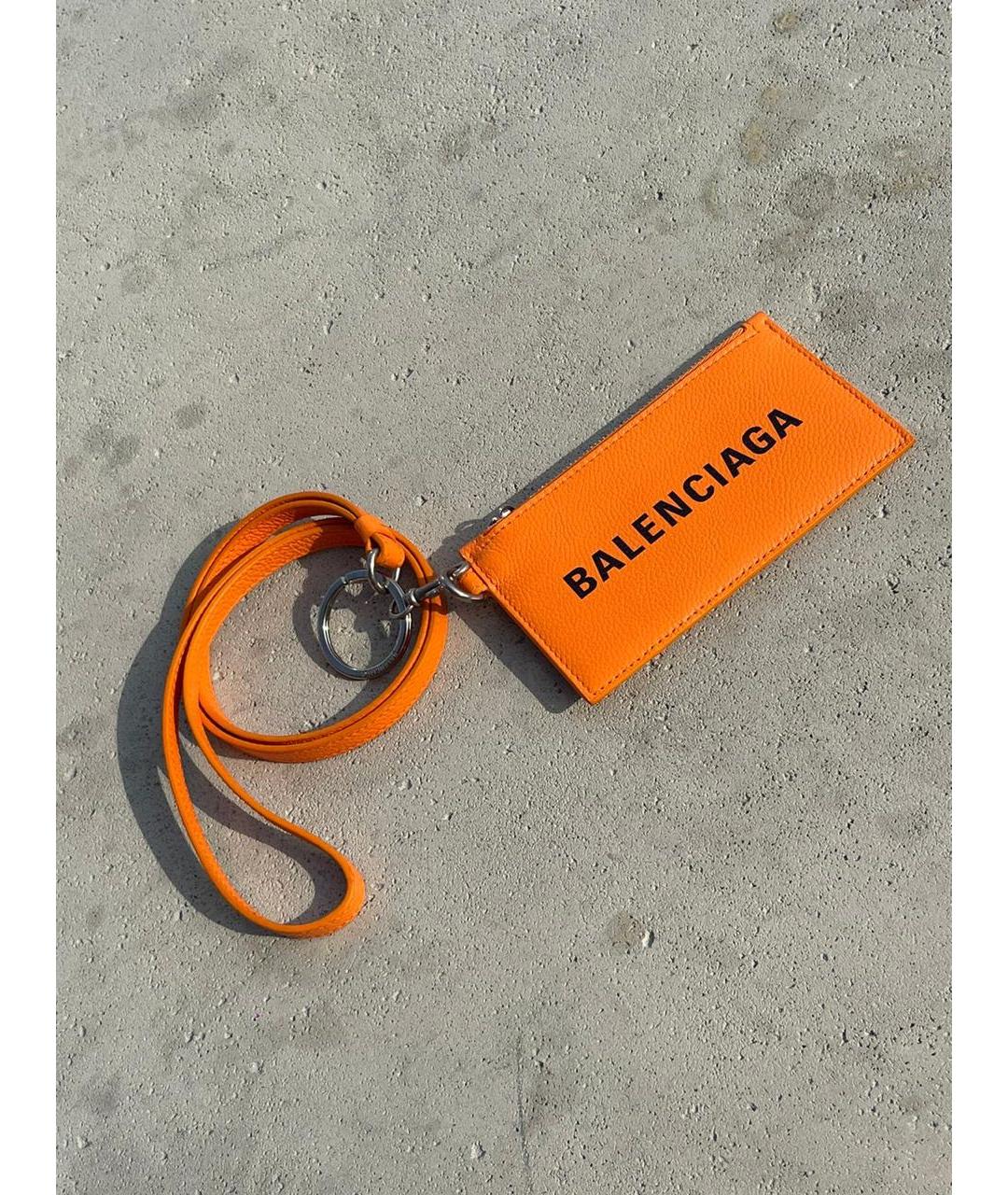 BALENCIAGA Оранжевый кожаный кардхолдер, фото 3