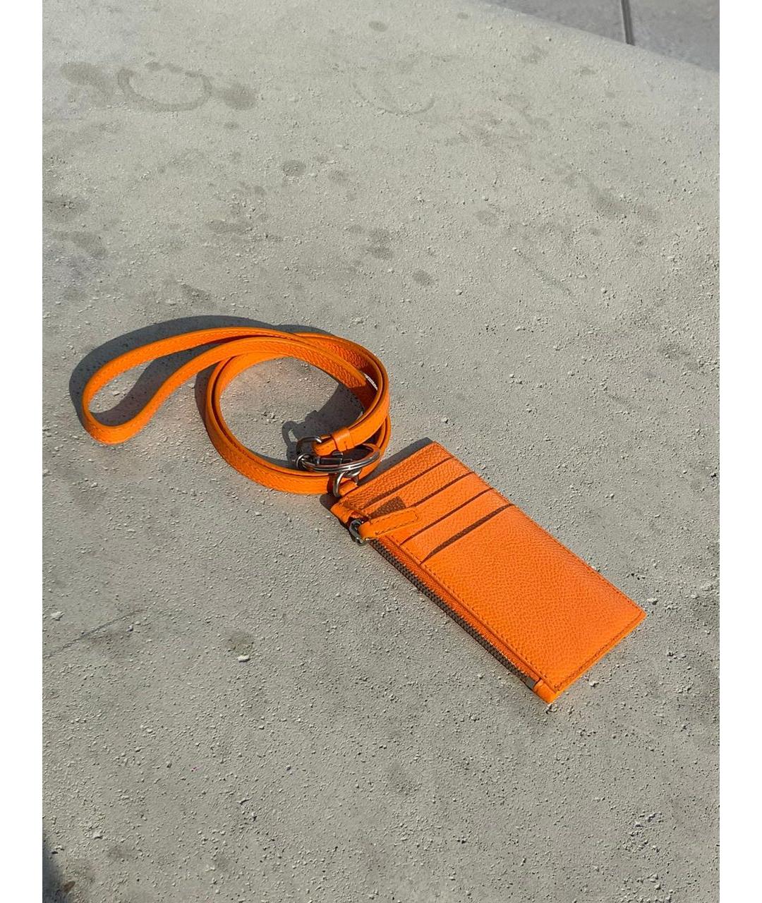 BALENCIAGA Оранжевый кожаный кардхолдер, фото 2