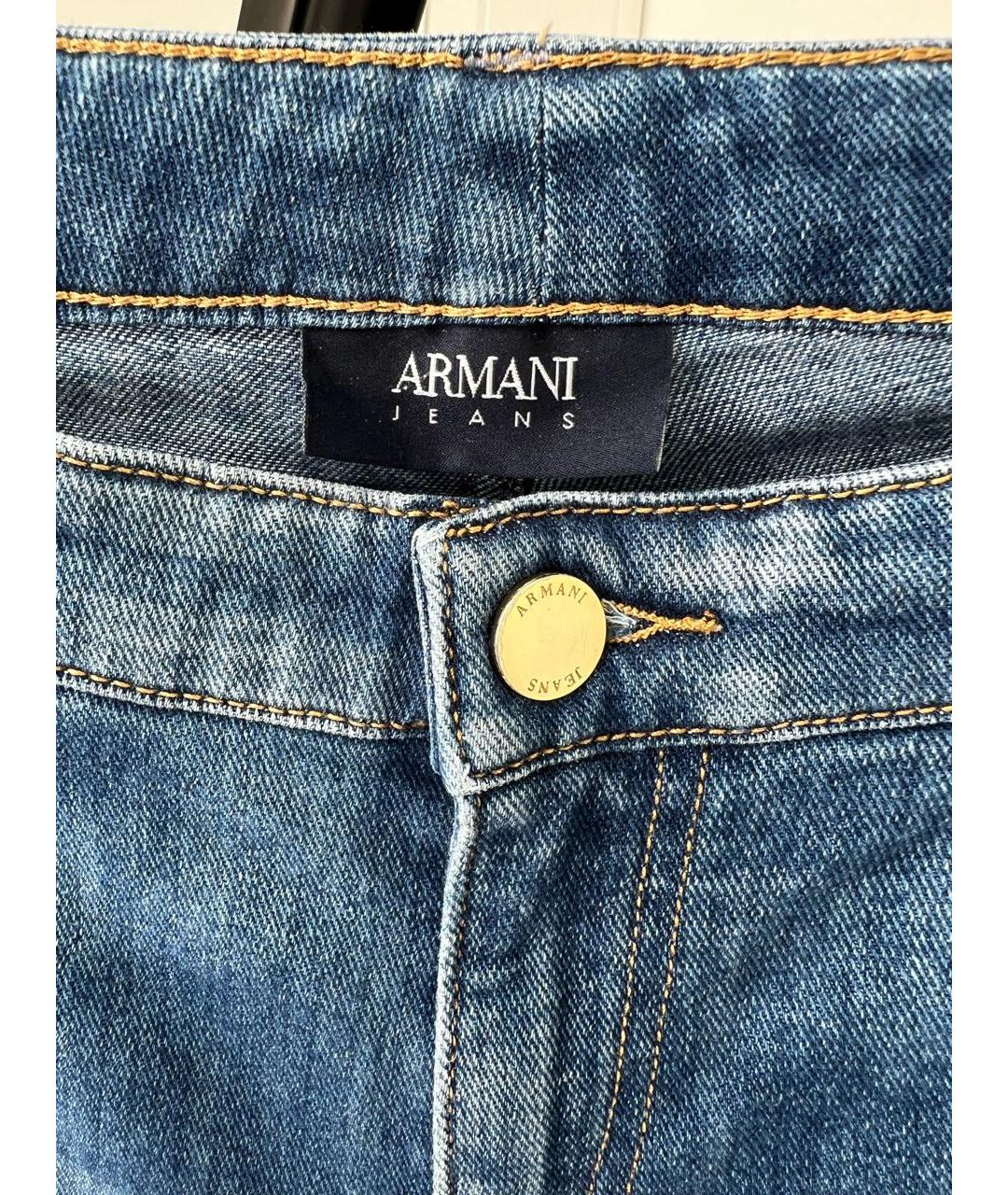 ARMANI JEANS Синие хлопко-эластановые прямые джинсы, фото 3
