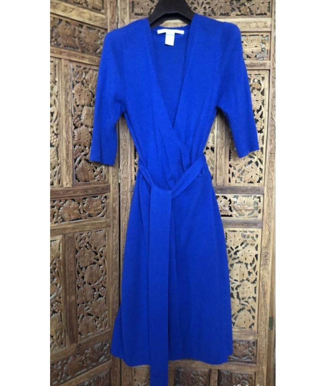 DIANE VON FURSTENBERG Синее кашемировое повседневное платье, фото 10