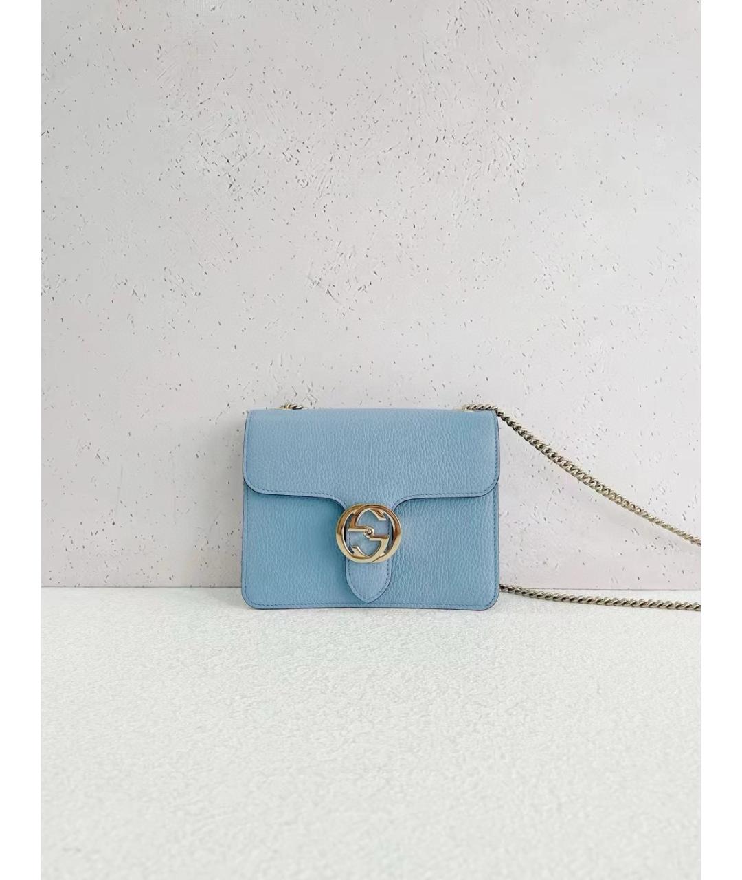 GUCCI Голубая кожаная сумка через плечо, фото 6